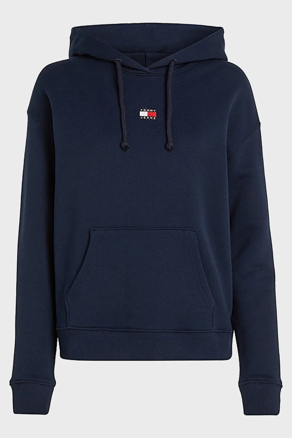 Tommy Jeans % 100 Pamuklu Regular Fit Kapüşonlu Kanguru Cepli Bayan Sweat DW0DW17326 C1G LACİVERT - 8