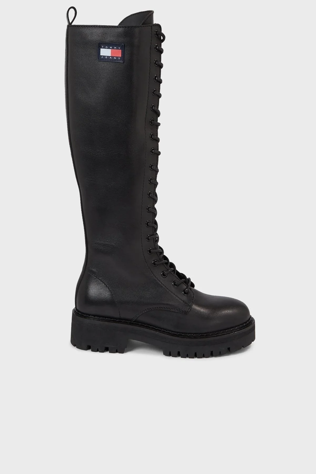 Tommy Jeans Bağcıklı Deri Uzun Bayan Çizme EN0EN02300 BDS SİYAH - 1
