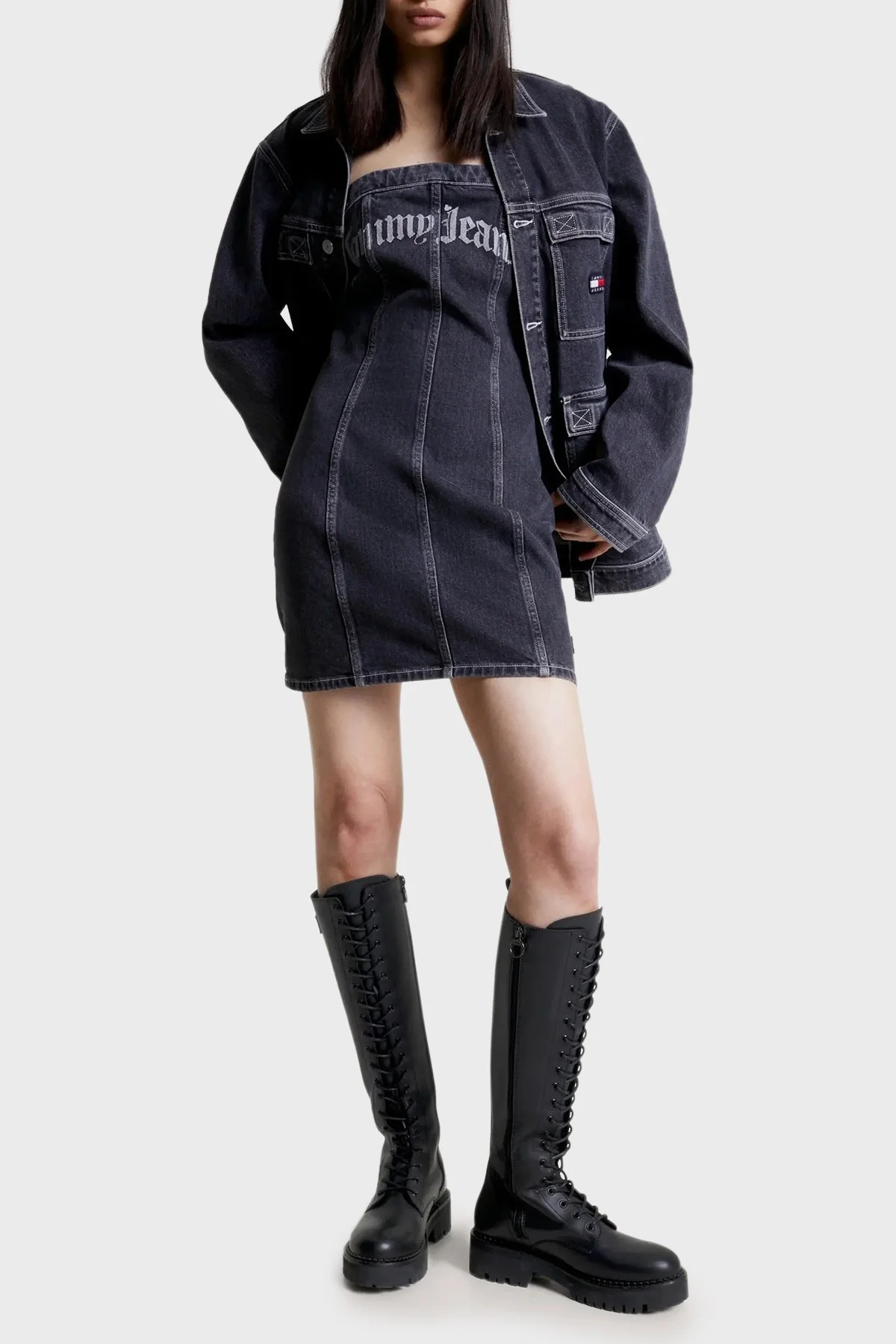 Tommy Jeans Bağcıklı Deri Uzun Bayan Çizme EN0EN02300 BDS SİYAH - 2