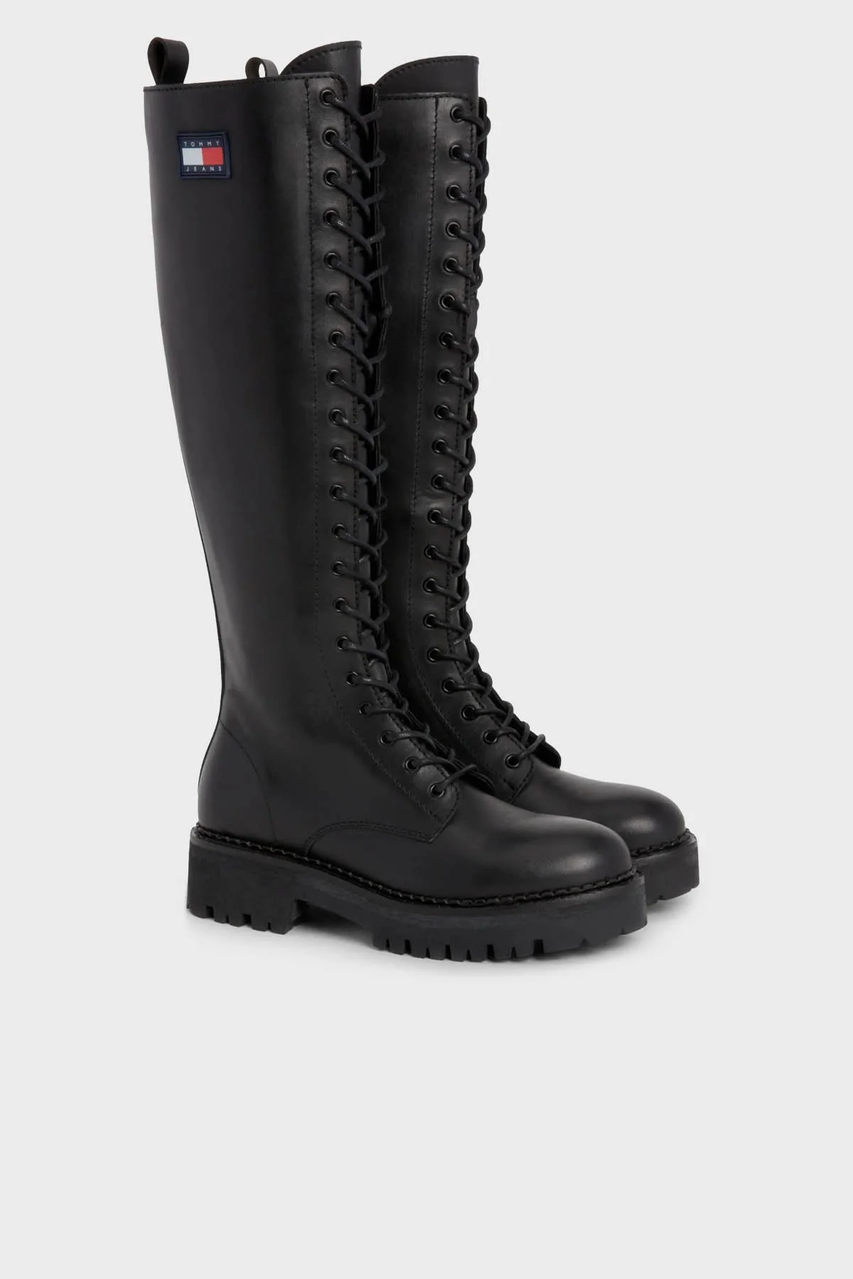 Tommy Jeans Bağcıklı Deri Uzun Bayan Çizme EN0EN02300 BDS SİYAH - 5