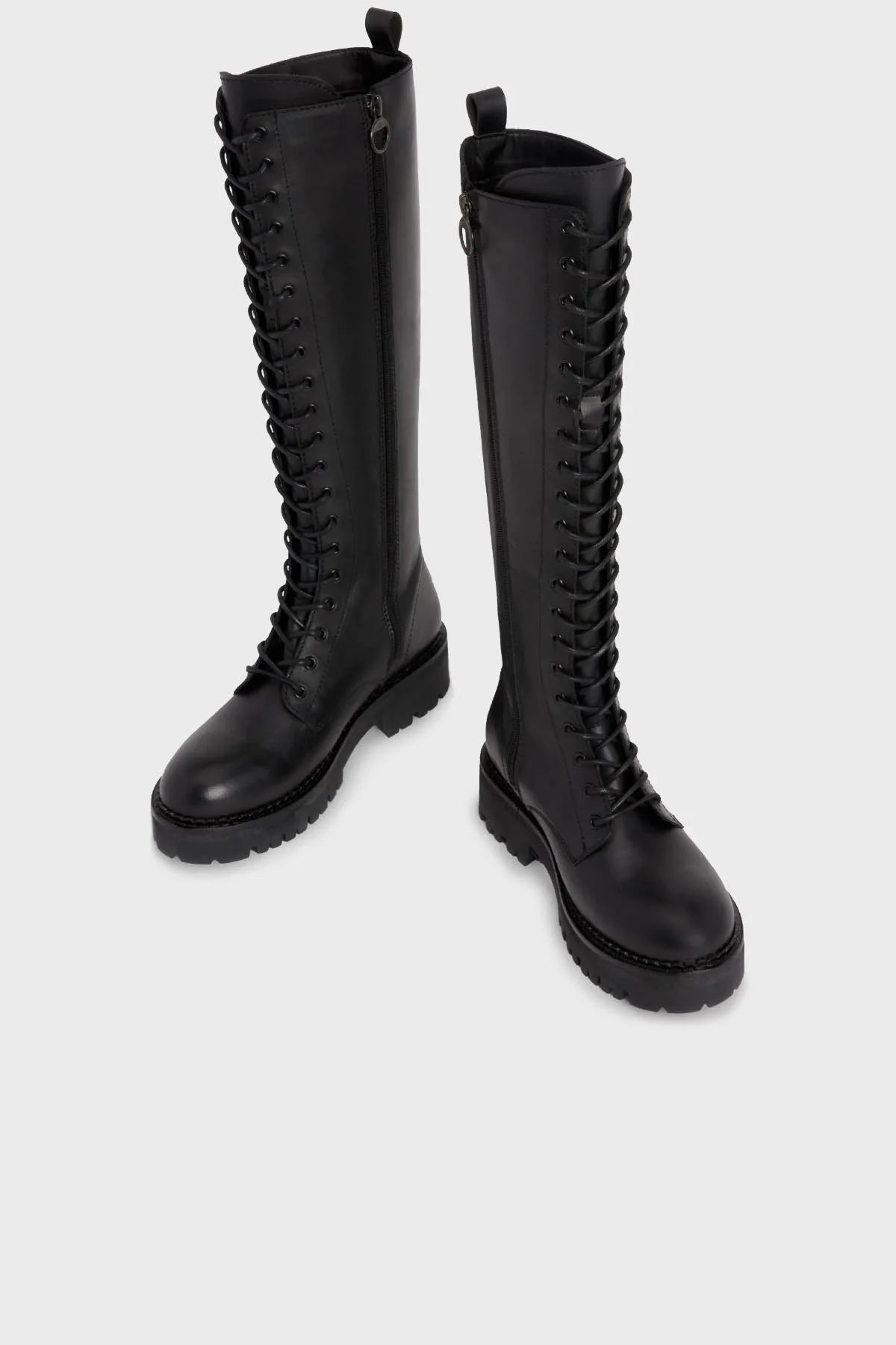 Tommy Jeans Bağcıklı Deri Uzun Bayan Çizme EN0EN02300 BDS SİYAH - 7