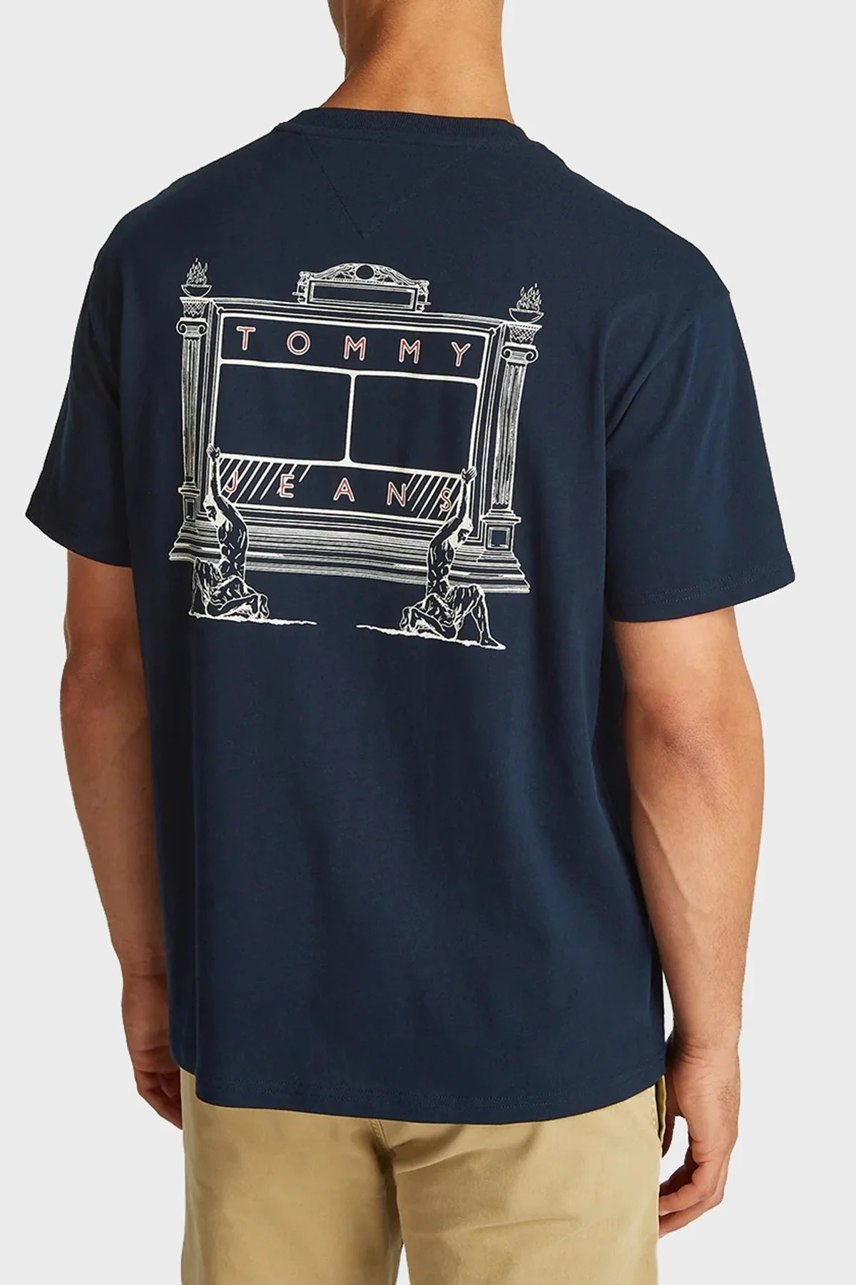 Tommy Jeans Baskılı % 100 Pamuk Relaxed Fit Bisiklet Yaka Erkek T Shirt DM0DM20351 C1G LACİVERT - 3