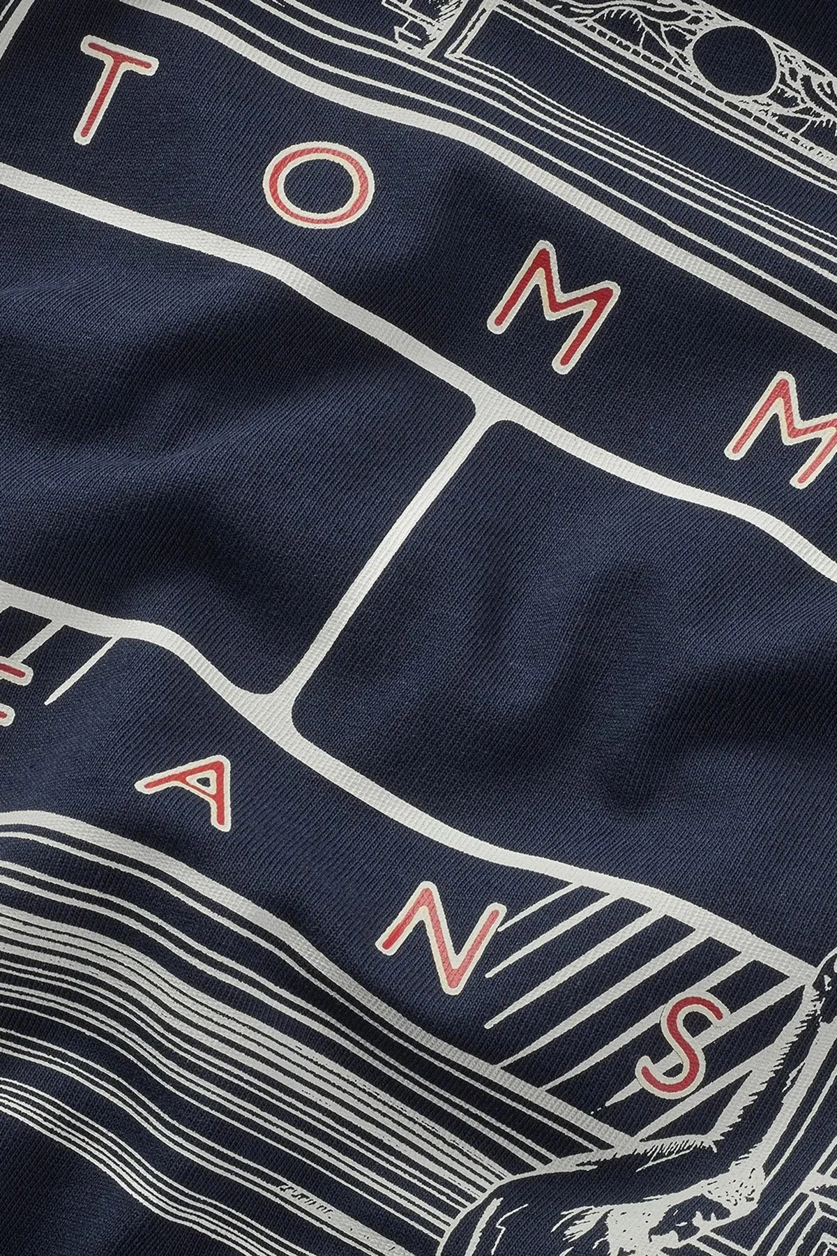 Tommy Jeans Baskılı % 100 Pamuk Relaxed Fit Bisiklet Yaka Erkek T Shirt DM0DM20351 C1G LACİVERT - 5