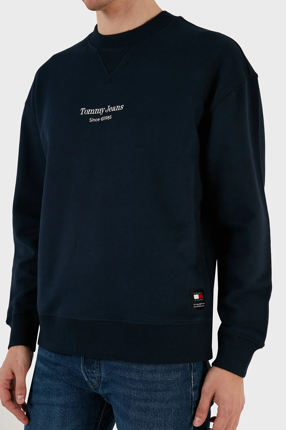 Tommy Jeans Bisiklet Yaka Regular Fit Erkek Sweat DM0DM18411 C1G LACİVERT - 4