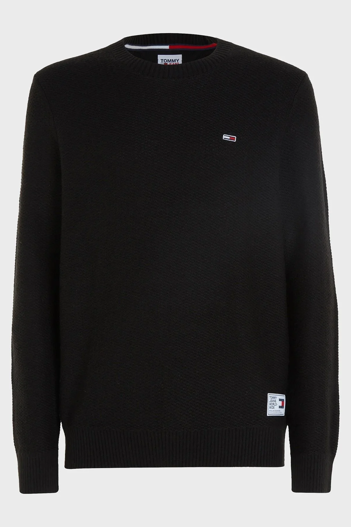 Tommy Jeans Bisiklet Yaka Regular Fit Triko Erkek Kazak DM0DM15060 BDS SİYAH - 4