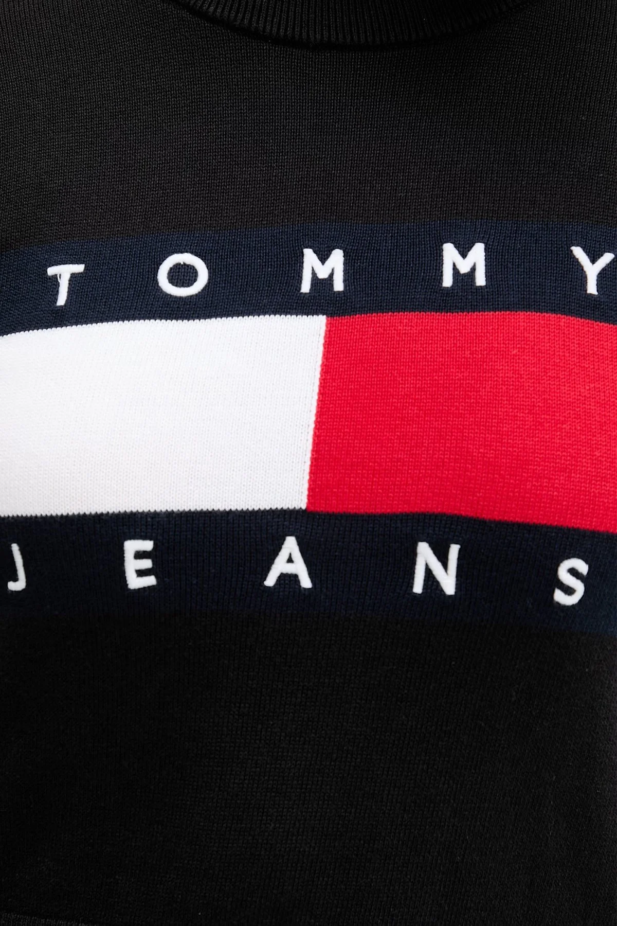 Tommy Jeans Bisiklet Yaka Relaxed Fit Logolu Kadın Kazak DW0DW22930 BDS Siyah - 5