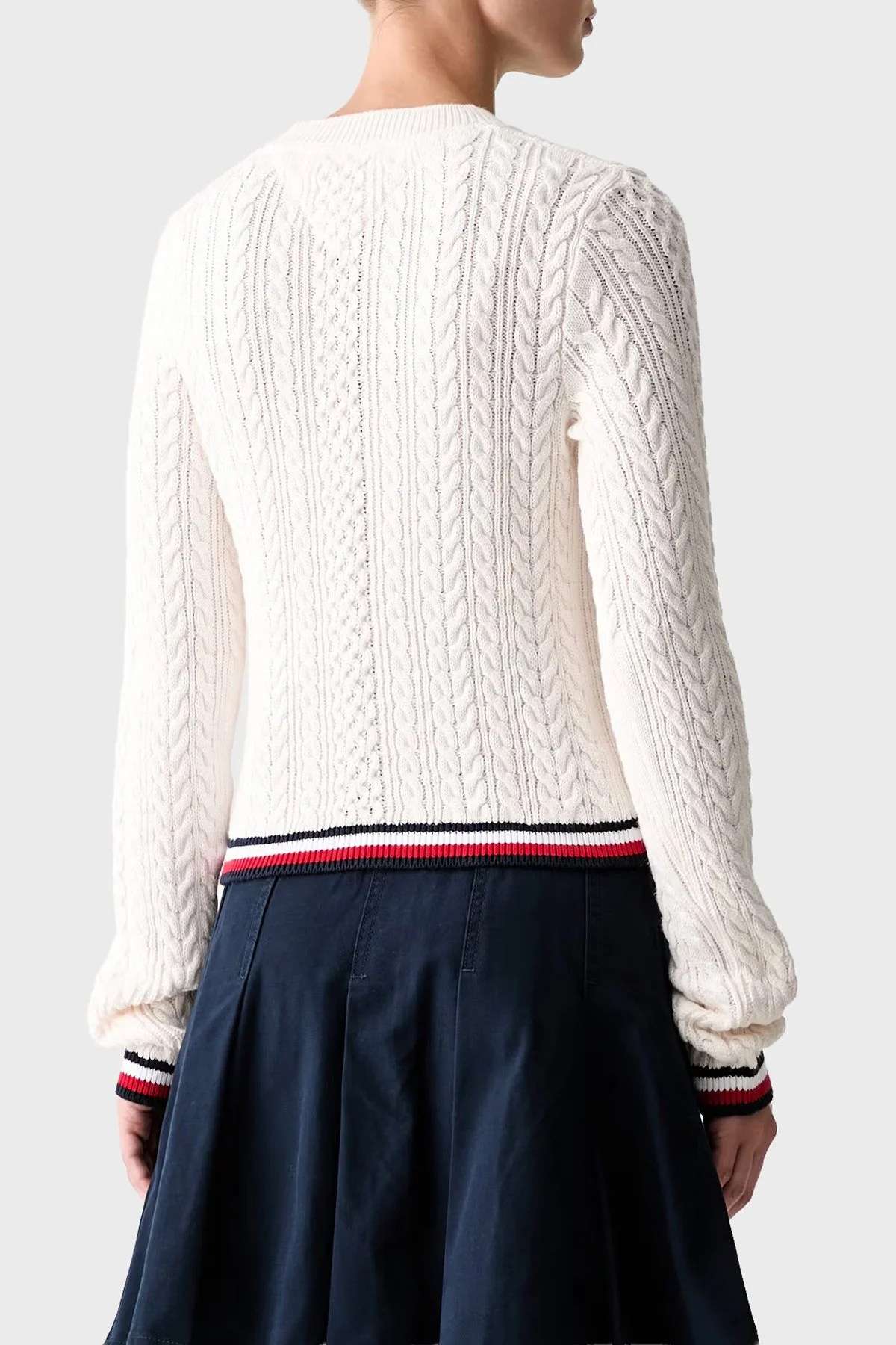 Tommy Jeans Bisiklet Yaka Saç Örgü Kadın Kazak DW0DW22933 YBH Beyaz - 3