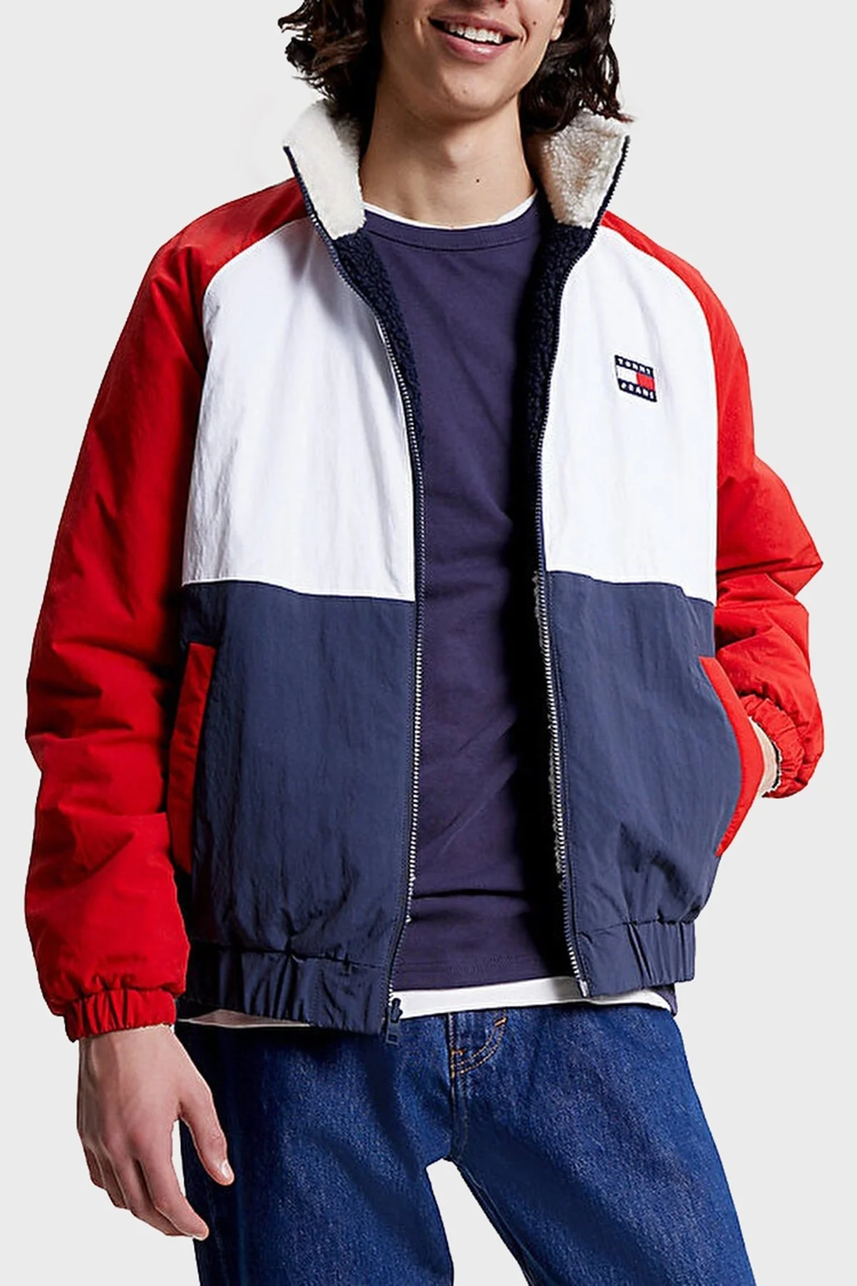 Tommy Jeans Çift Taraflı Relaxed Fit Dik Yaka Erkek Mont DM0DM17232 C87 LACİVERT-BEYAZ - 1