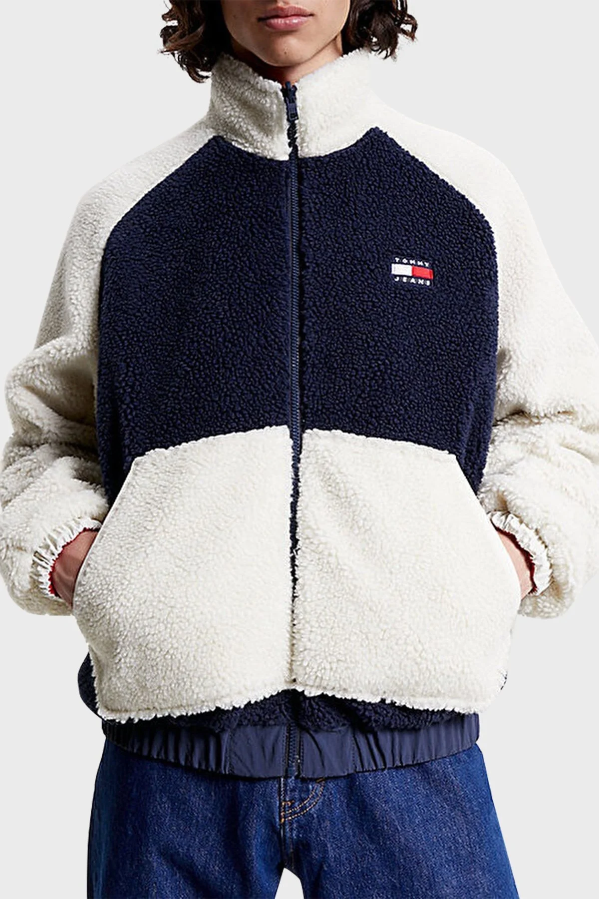 Tommy Jeans Çift Taraflı Relaxed Fit Dik Yaka Erkek Mont DM0DM17232 C87 LACİVERT-BEYAZ - 2