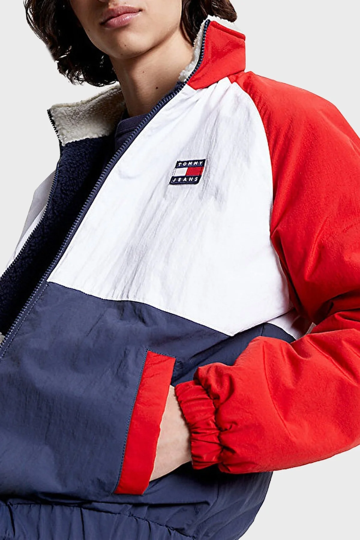 Tommy Jeans Çift Taraflı Relaxed Fit Dik Yaka Erkek Mont DM0DM17232 C87 LACİVERT-BEYAZ - 3