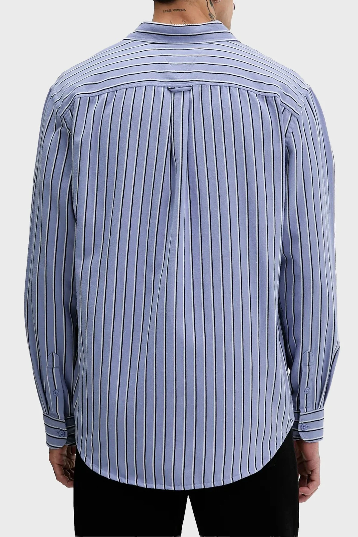 Tommy Jeans Çizgili % 100 Pamuk Relaxed Fit Uzun Kollu Erkek Gömlek DM0DM22406 C5X MAVİ - 3