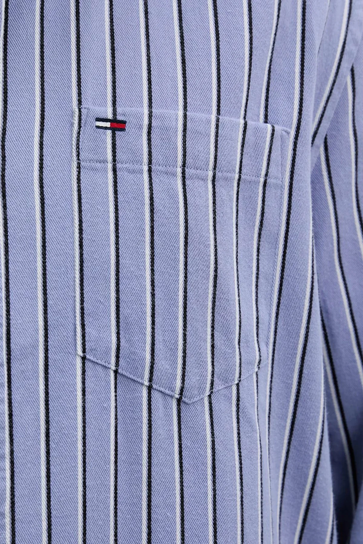 Tommy Jeans Çizgili % 100 Pamuk Relaxed Fit Uzun Kollu Erkek Gömlek DM0DM22406 C5X MAVİ - 5
