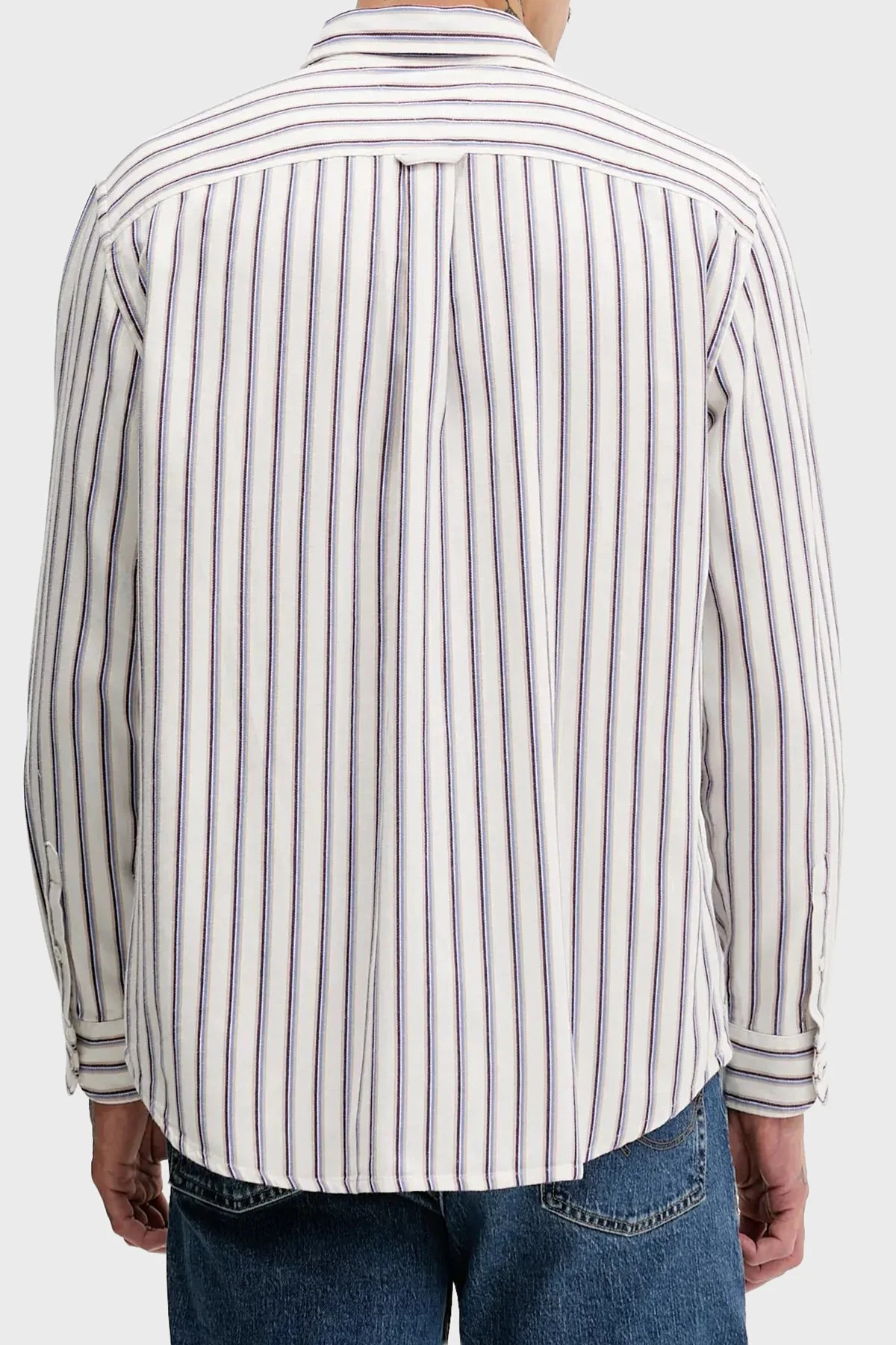 Tommy Jeans Çizgili % 100 Pamuk Relaxed Fit Uzun Kollu Erkek Gömlek DM0DM22406 YBH BEYAZ - 3