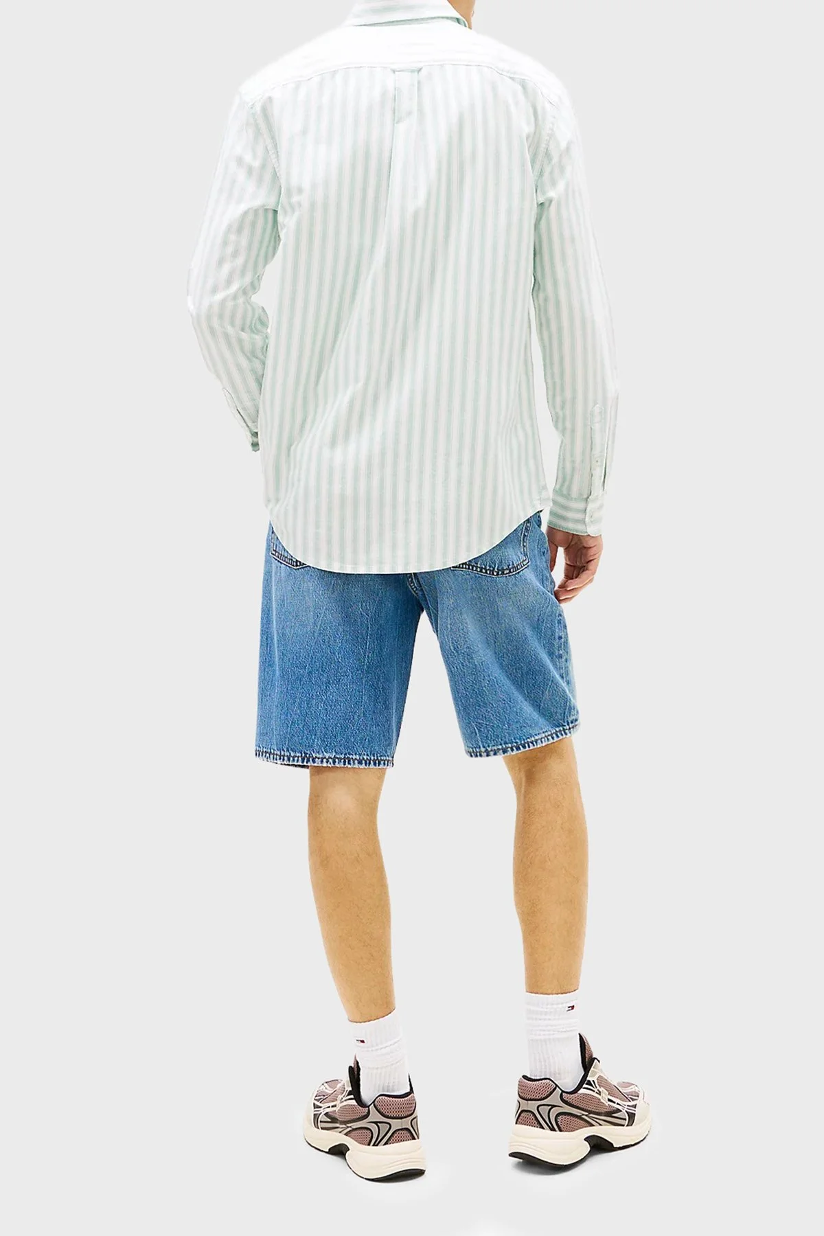 Tommy Jeans Çizgili Pamuklu Regular Fit Uzun Kollu Erkek Gömlek DM0DM22790 L5Y YEŞİL - 3