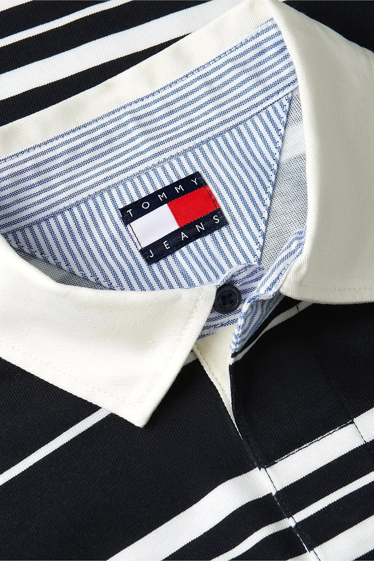 Tommy Jeans Çizgili Relaxed Fit Düğmeli Erkek Polo Yaka Sweat DM0DM23164 C1G Lacivert - 6