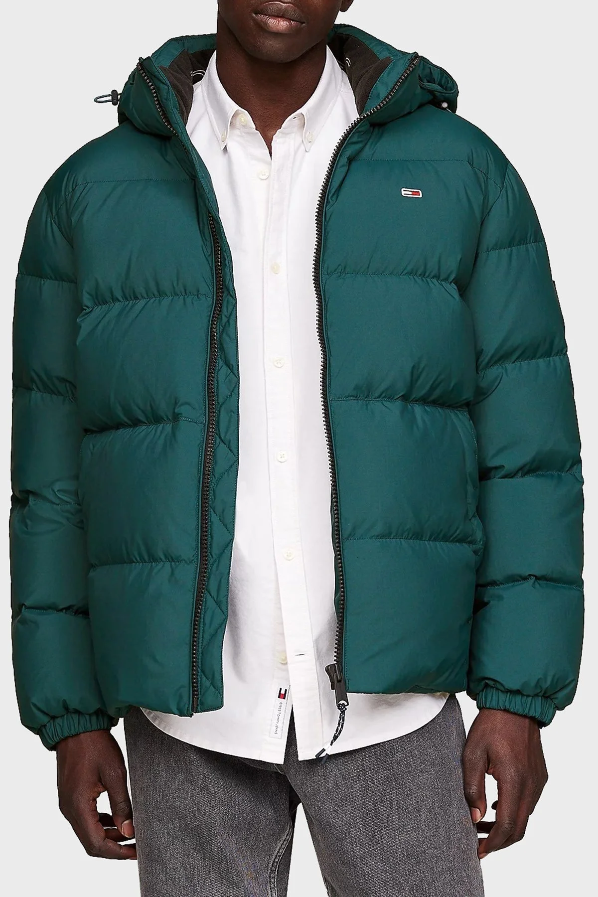 Tommy Jeans Comfort Fit Çıkarılabilir Kapüşonlu Şişme Erkek Mont DM0DM19786 CWG KOYU YEŞİL - 1