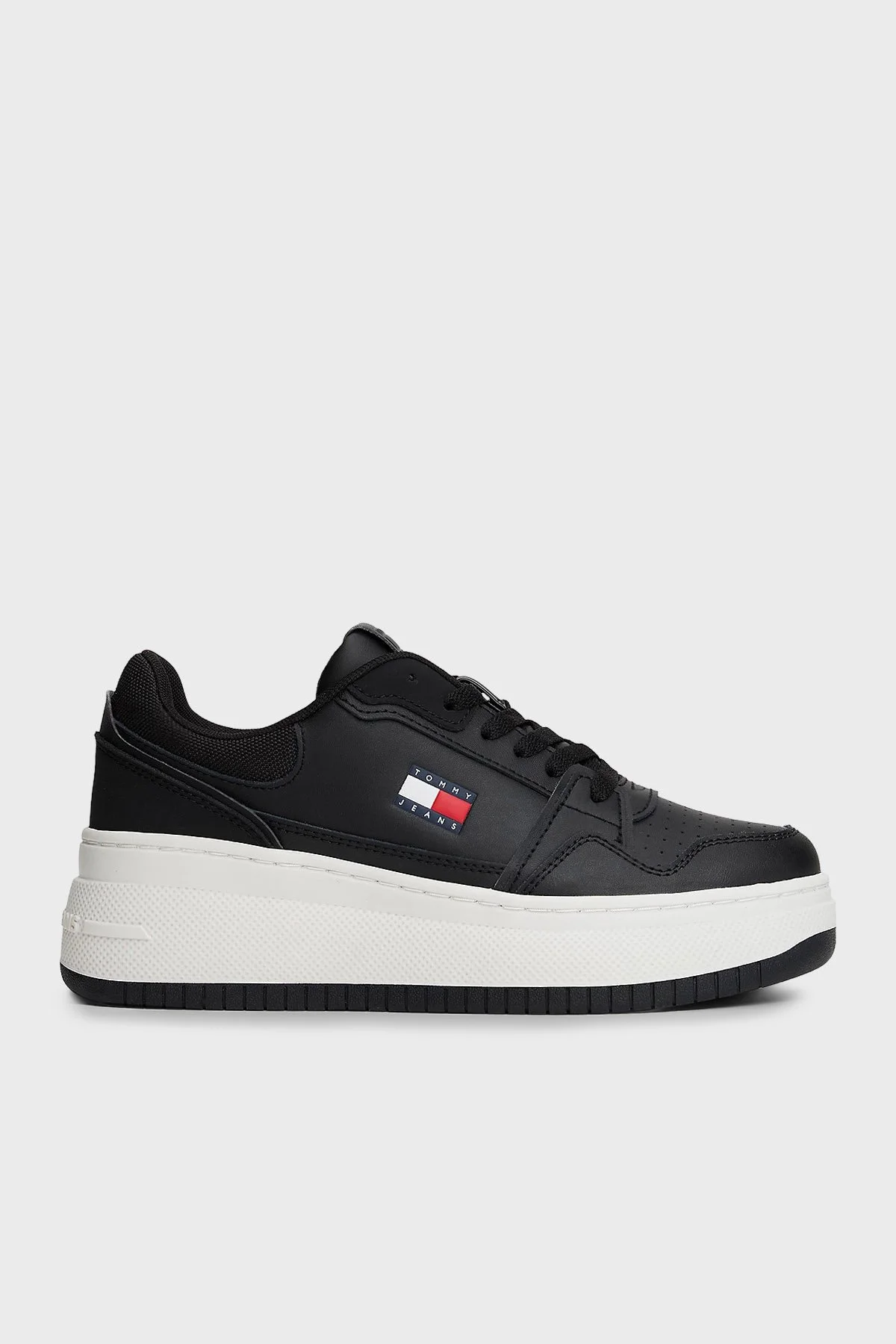 Tommy Jeans Deri Bağcıklı Sneaker Kadın Ayakkabı EN0EN02860 BDS SİYAH - 1