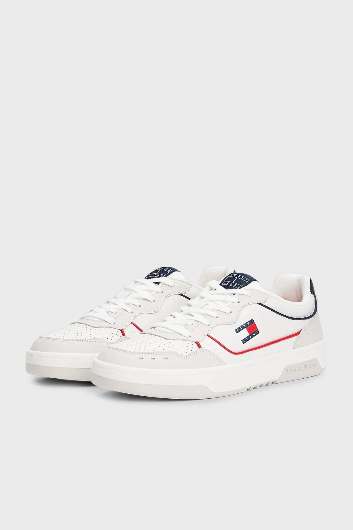 Tommy Jeans Deri Karışımlı Logolu Sneaker Erkek Ayakkabı EM0EM01585 0G1 BEYAZ - 3