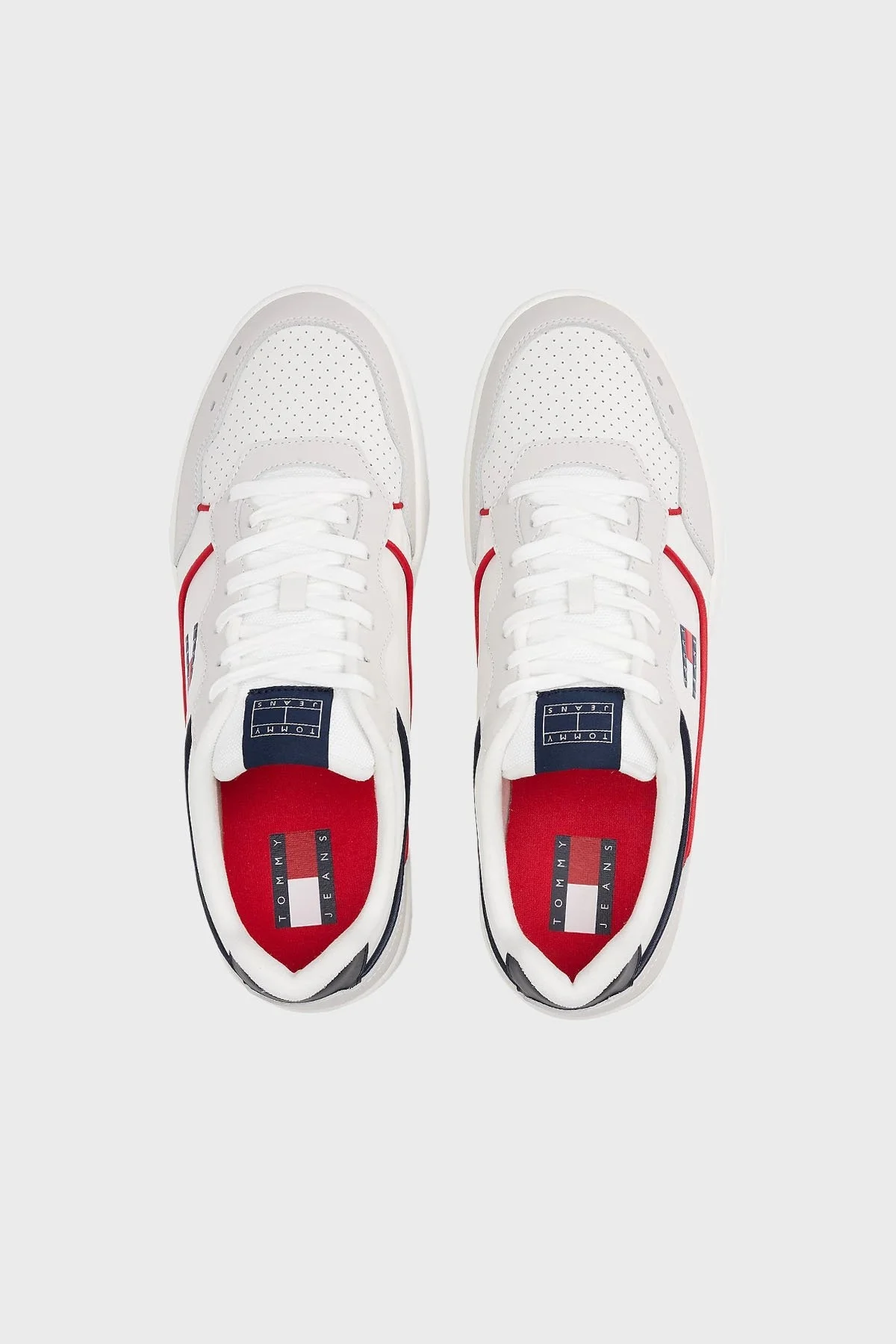 Tommy Jeans Deri Karışımlı Logolu Sneaker Erkek Ayakkabı EM0EM01585 0G1 BEYAZ - 4