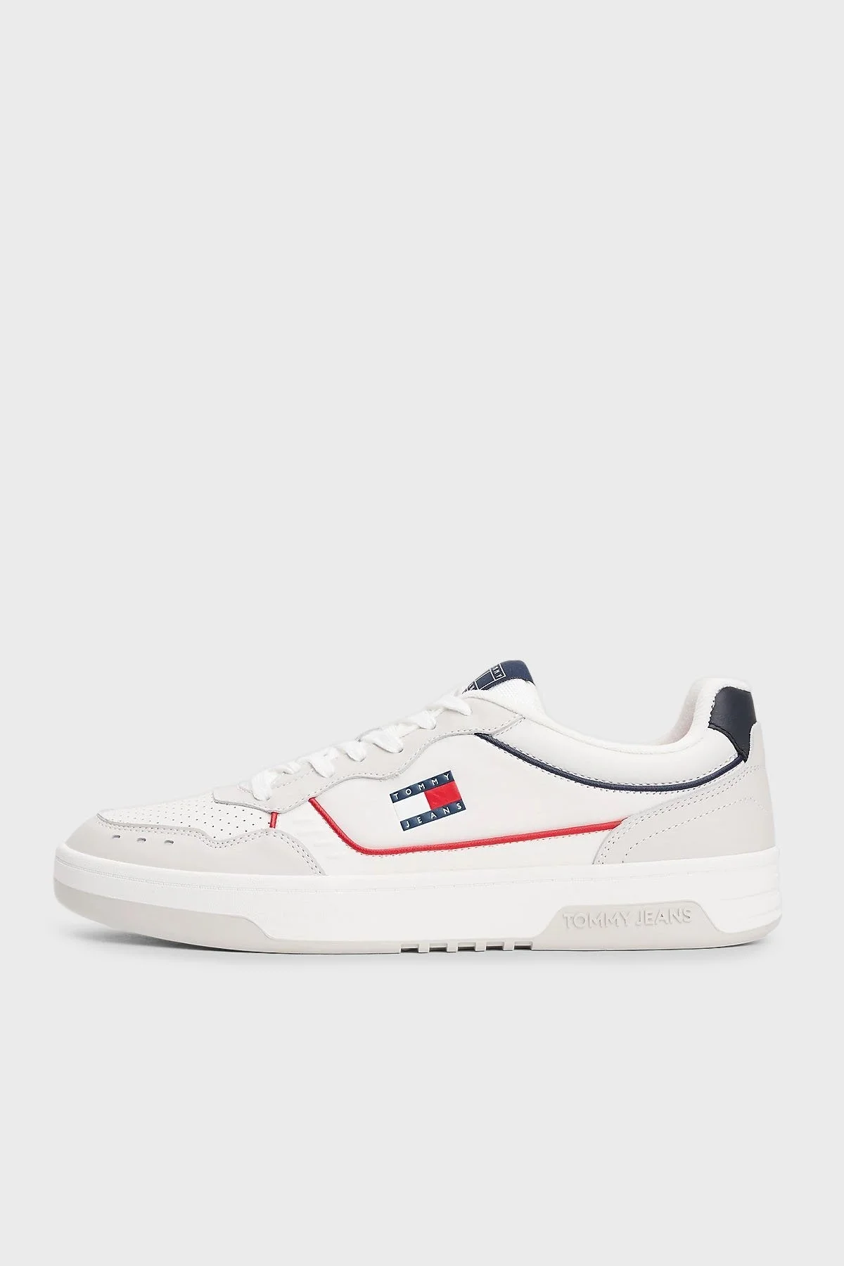Tommy Jeans Deri Karışımlı Logolu Sneaker Erkek Ayakkabı EM0EM01585 0G1 BEYAZ - 6