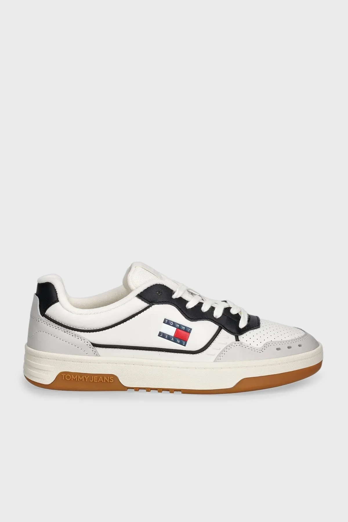 Tommy Jeans Deri Karışımlı Logolu Sneaker Erkek Ayakkabı EM0EM01585 YBI BEYAZ - 1