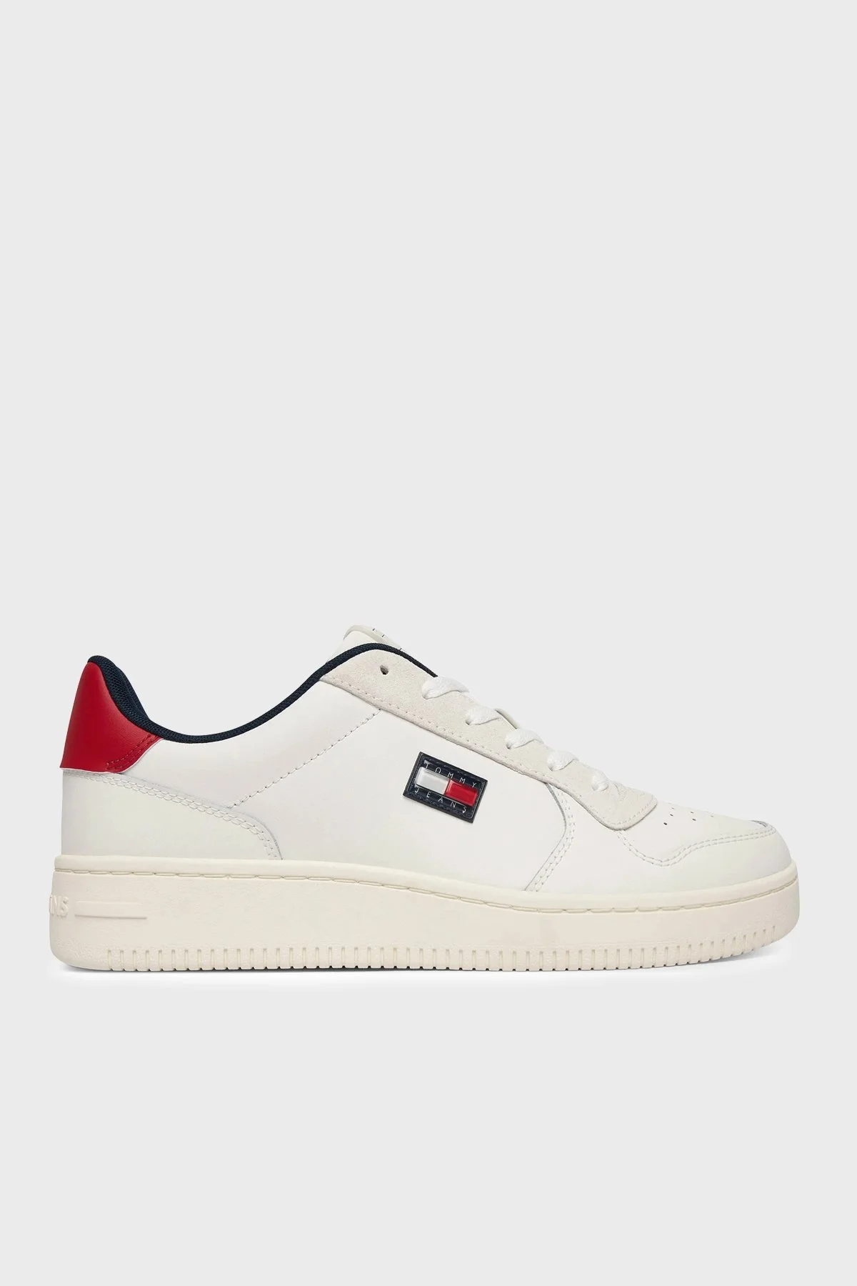Tommy Jeans Deri Karışımlı Logolu Sneaker Erkek Ayakkabı EM0EM01681 YBL BEYAZ - 1