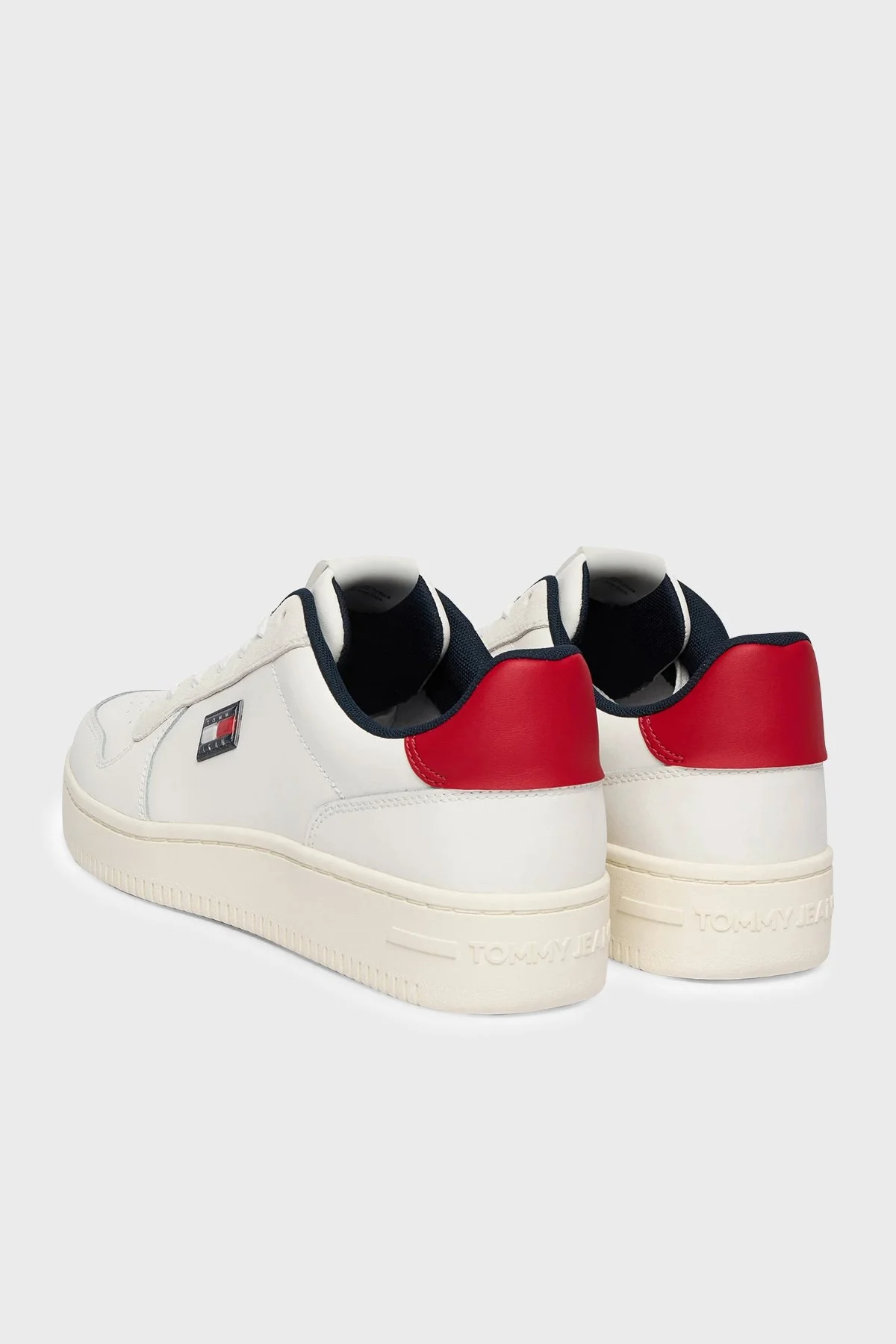 Tommy Jeans Deri Karışımlı Logolu Sneaker Erkek Ayakkabı EM0EM01681 YBL BEYAZ - 4