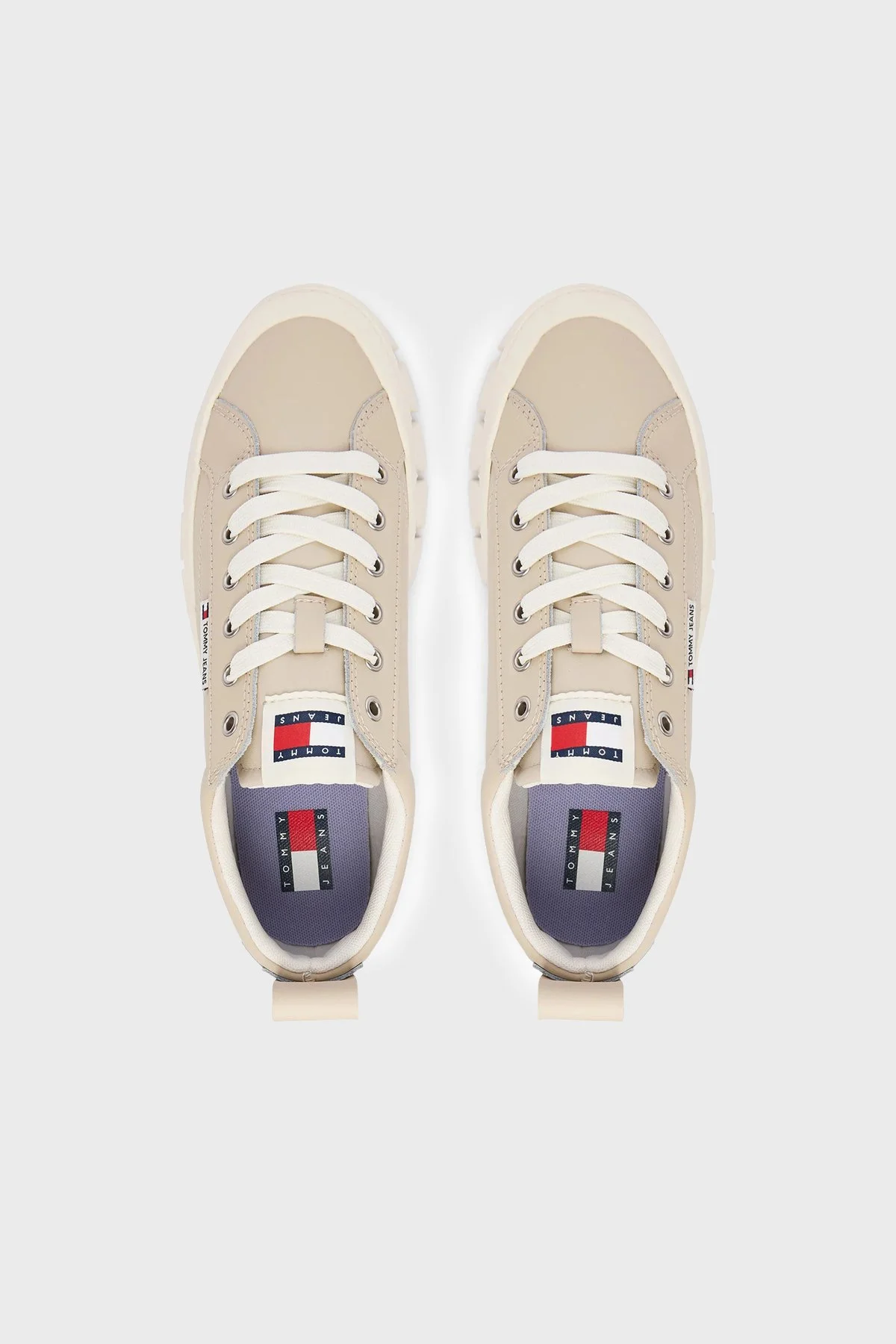 Tommy Jeans Deri Logolu Kalın Tabanlı Sneaker Kadın Ayakkabı EN0EN03008 ABY BEJ - 3
