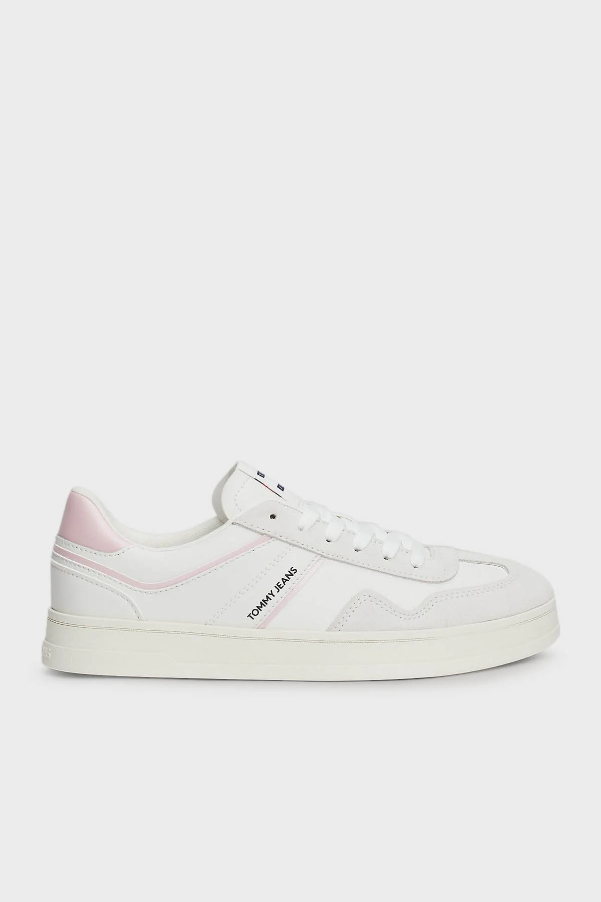 Tommy Jeans Deri Logolu Sneaker Bayan Ayakkabı EN0EN02612 TH2 BEYAZ-PEMBE - 7