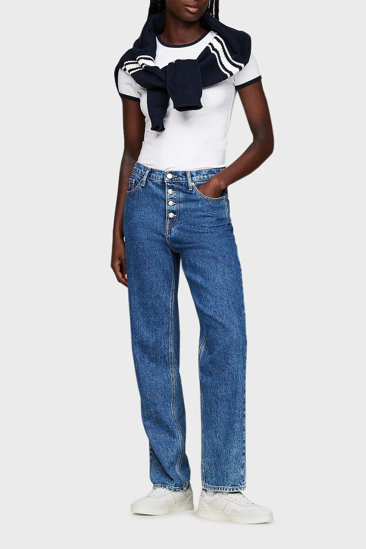 Tommy Jeans Deri Logolu Sneaker Bayan Ayakkabı EN0EN02612 TH2 BEYAZ-PEMBE - 8