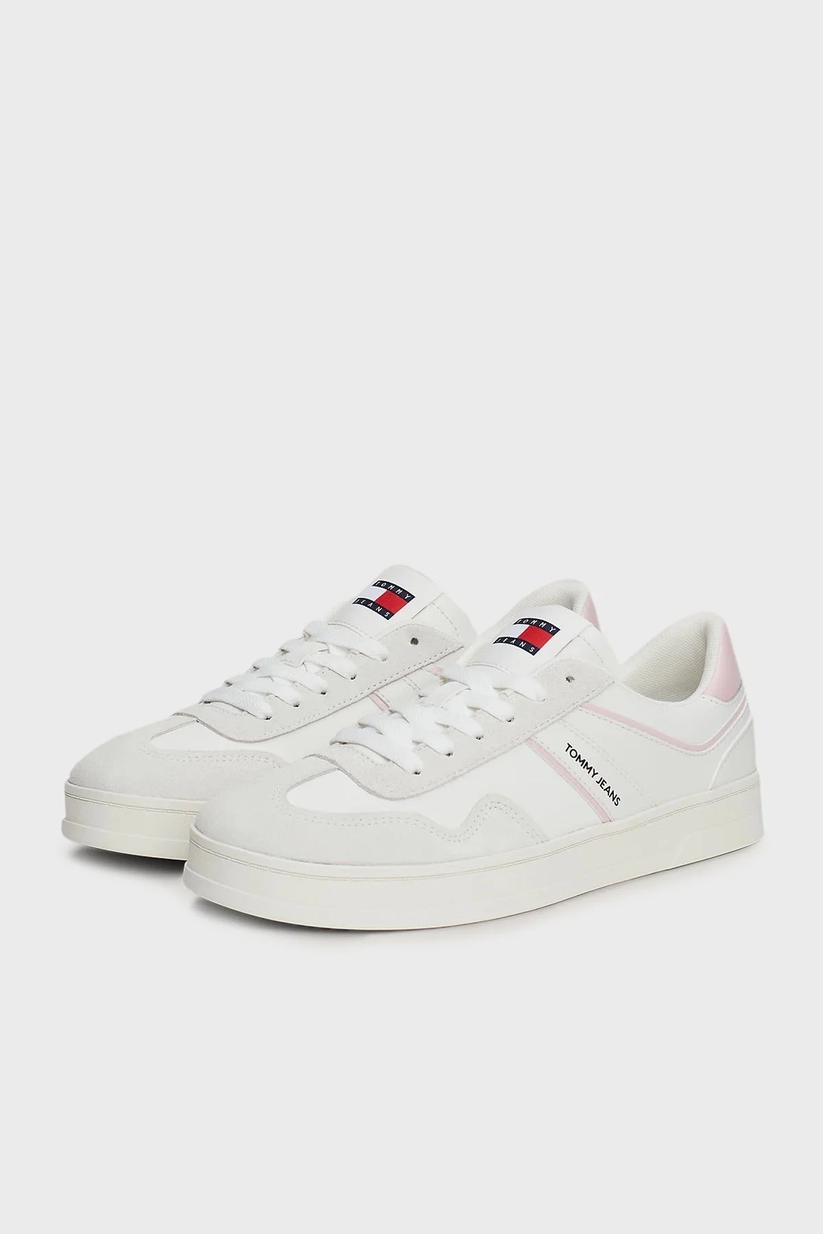 Tommy Jeans Deri Logolu Sneaker Bayan Ayakkabı EN0EN02612 TH2 BEYAZ-PEMBE - 9