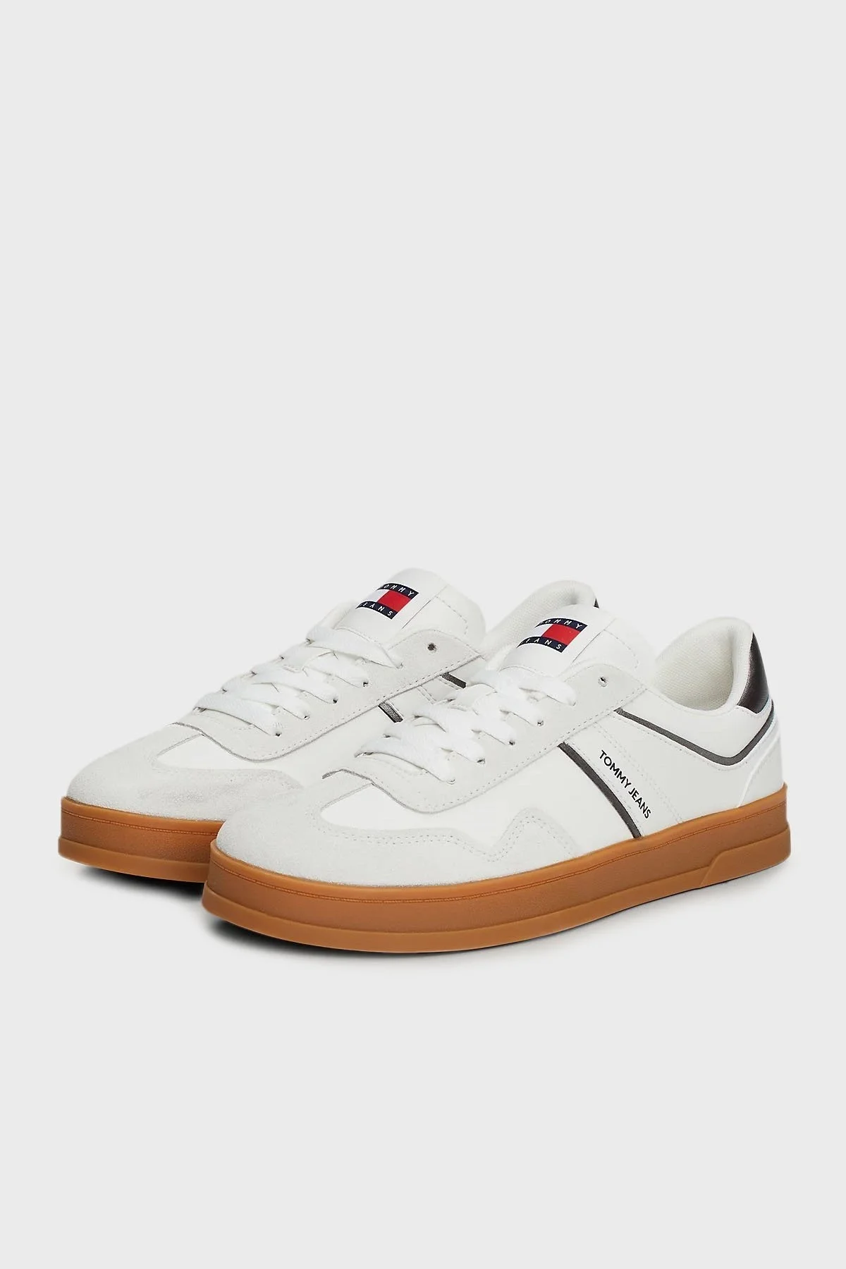 Tommy Jeans Deri Logolu Sneaker Bayan Ayakkabı EN0EN02612 TRH BEYAZ-GÜMÜŞ - 7