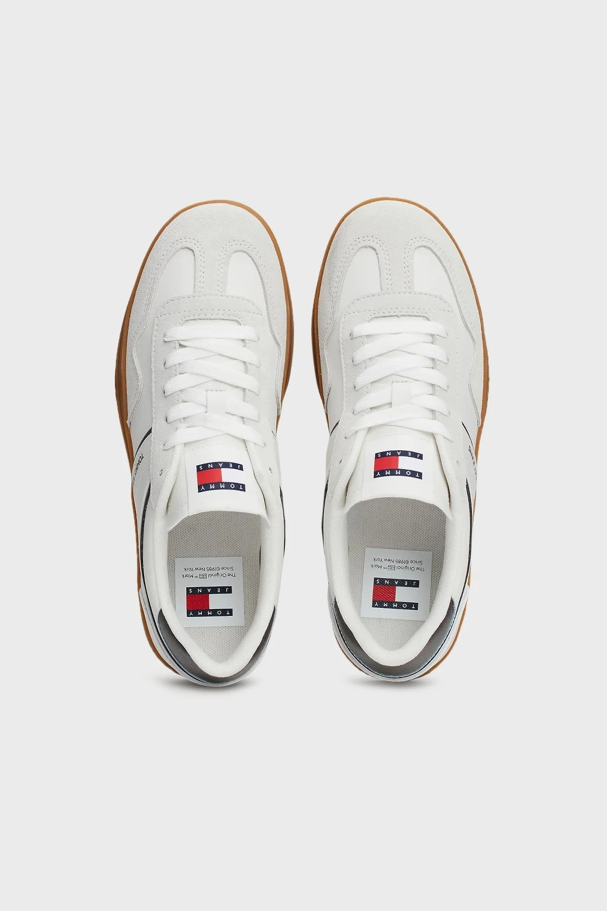 Tommy Jeans Deri Logolu Sneaker Bayan Ayakkabı EN0EN02612 TRH BEYAZ-GÜMÜŞ - 8