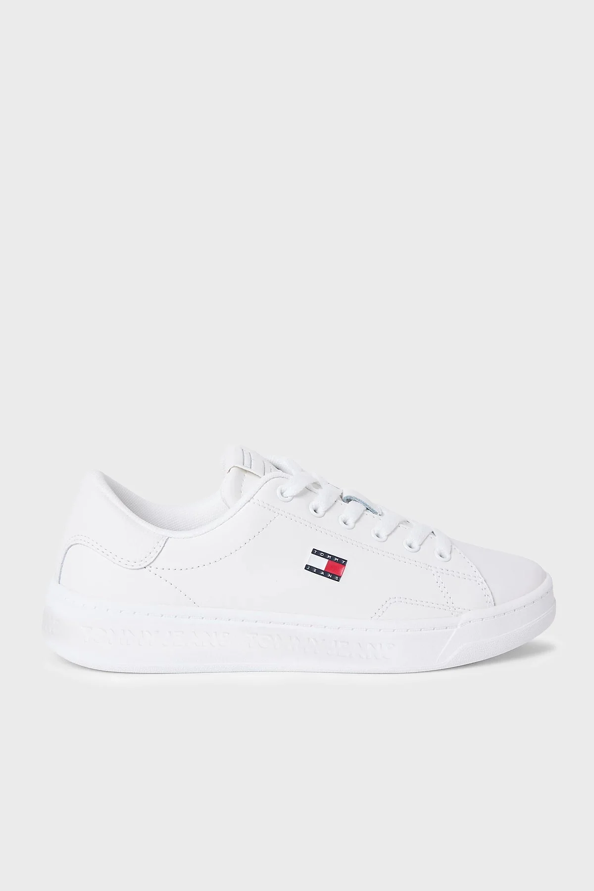 Tommy Jeans Deri Logolu Sneaker Bayan Ayakkabı EN0EN02960 YBL BEYAZ - 1