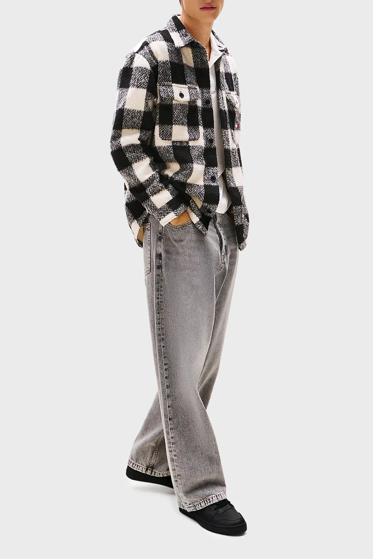 Tommy Jeans Deri Logolu Sneaker Erkek Ayakkabı EM0EM01612 BDS SİYAH - 2