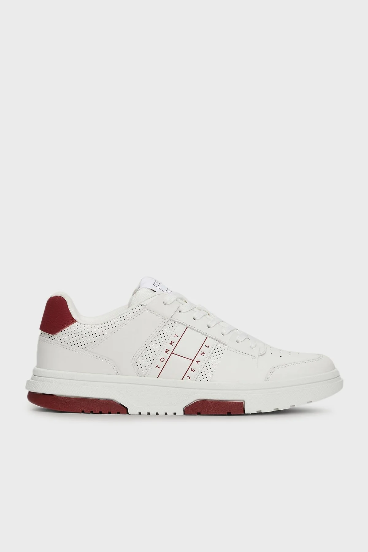 Tommy Jeans Deri Sneaker Bayan Ayakkabı EN0EN02662 XKG BEYAZ-KIRMIZI - 1