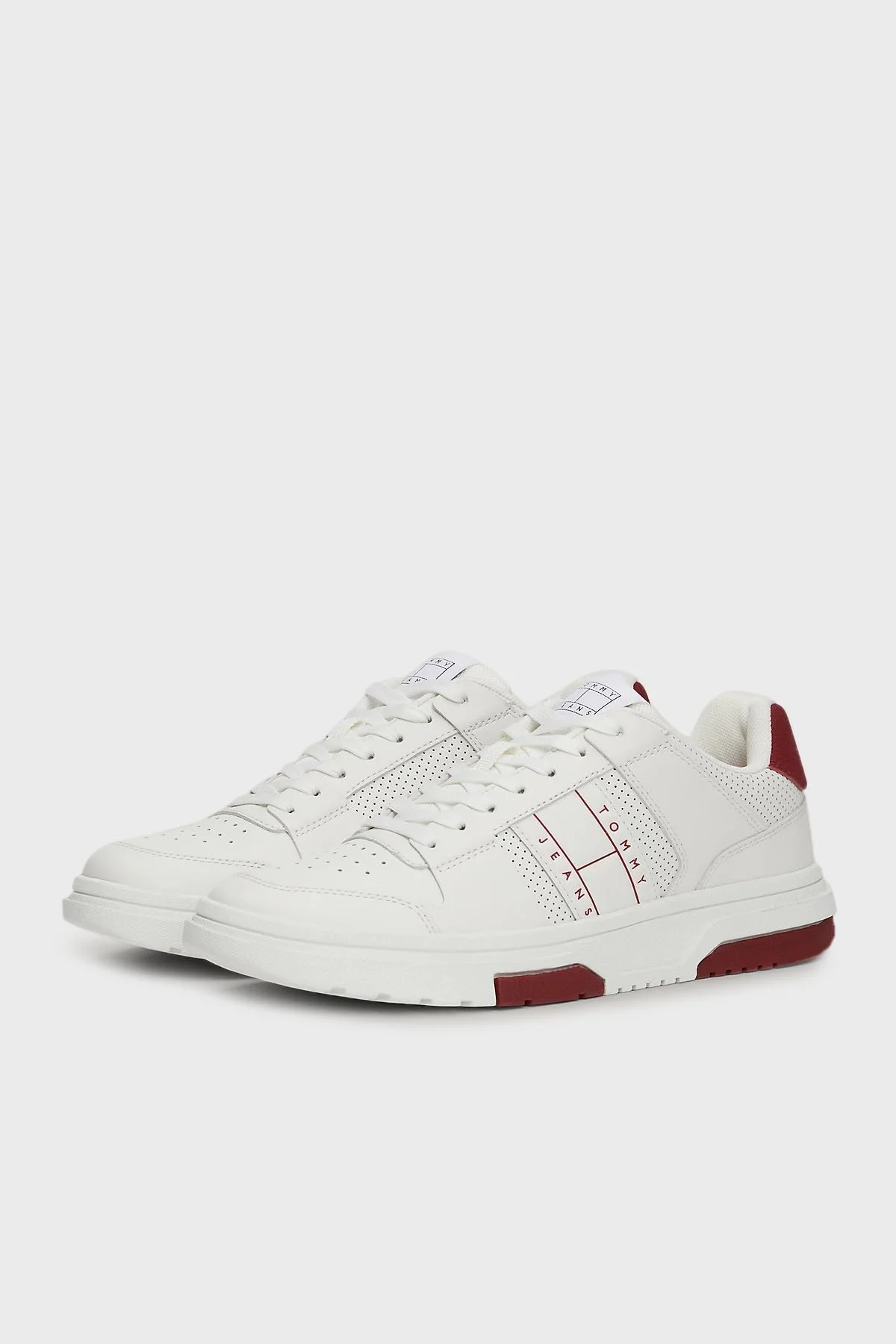 Tommy Jeans Deri Sneaker Bayan Ayakkabı EN0EN02662 XKG BEYAZ-KIRMIZI - 3