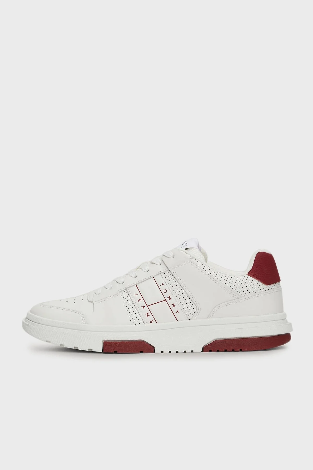 Tommy Jeans Deri Sneaker Bayan Ayakkabı EN0EN02662 XKG BEYAZ-KIRMIZI - 4