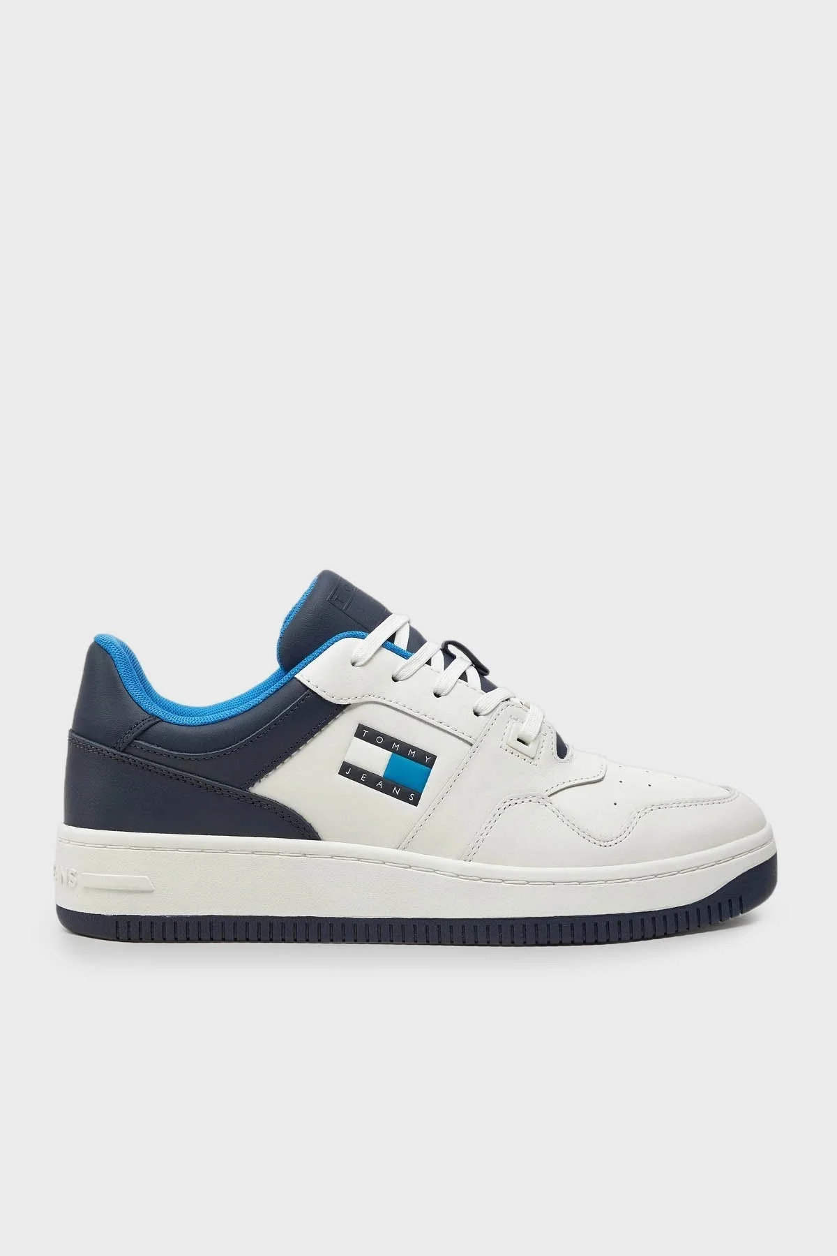 Tommy Jeans Deri Sneaker Erkek Ayakkabı EM0EM01434 C1G BEYAZ-LACİVERT - 1