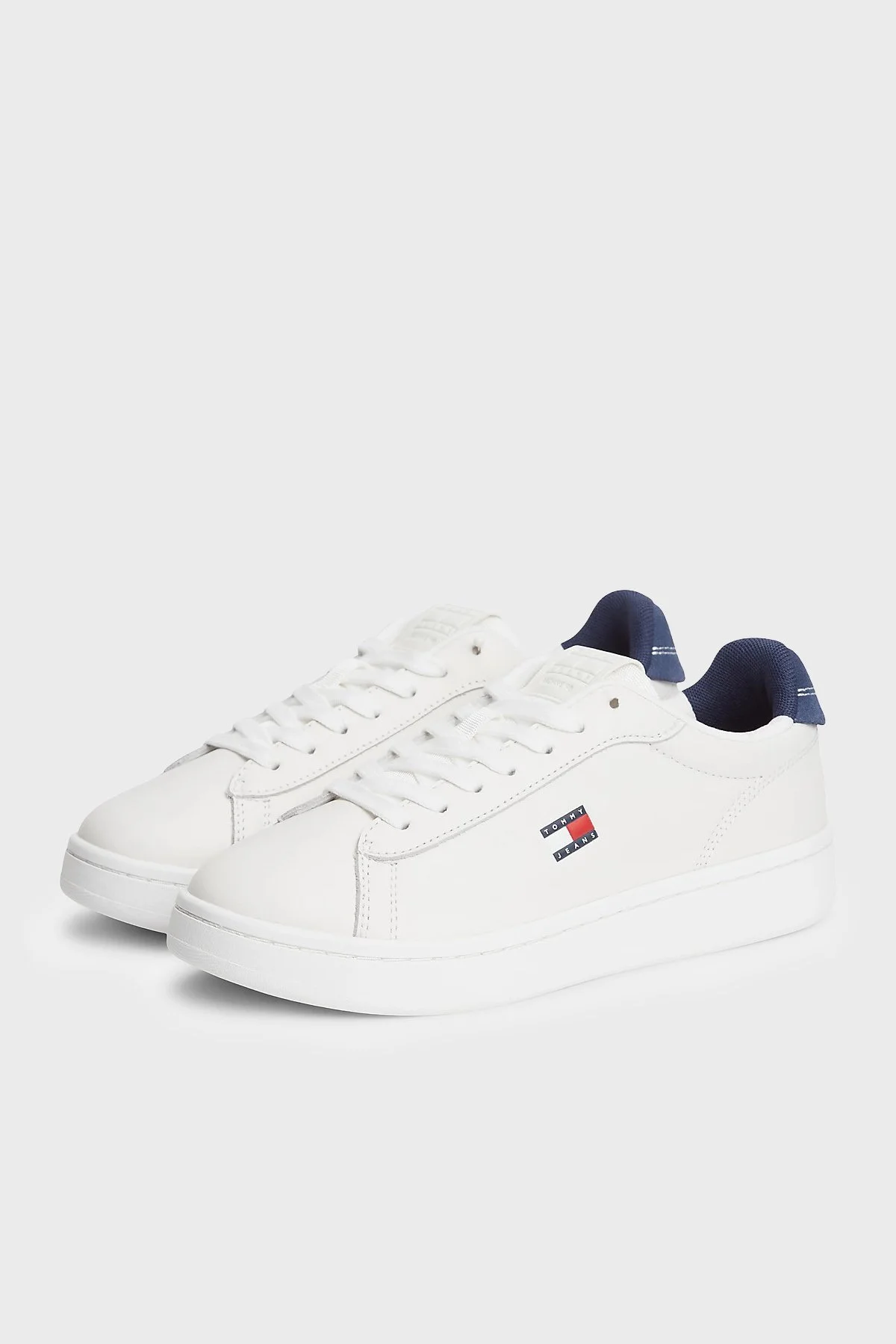 Tommy Jeans Deri Sneaker Kadın Ayakkabı EN0EN03146 0GZ Beyaz-mavi - 3