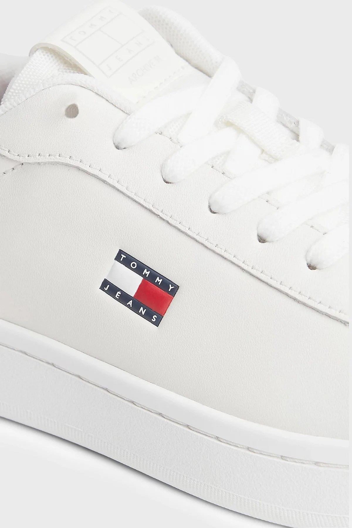 Tommy Jeans Deri Sneaker Kadın Ayakkabı EN0EN03146 0GZ Beyaz-mavi - 7
