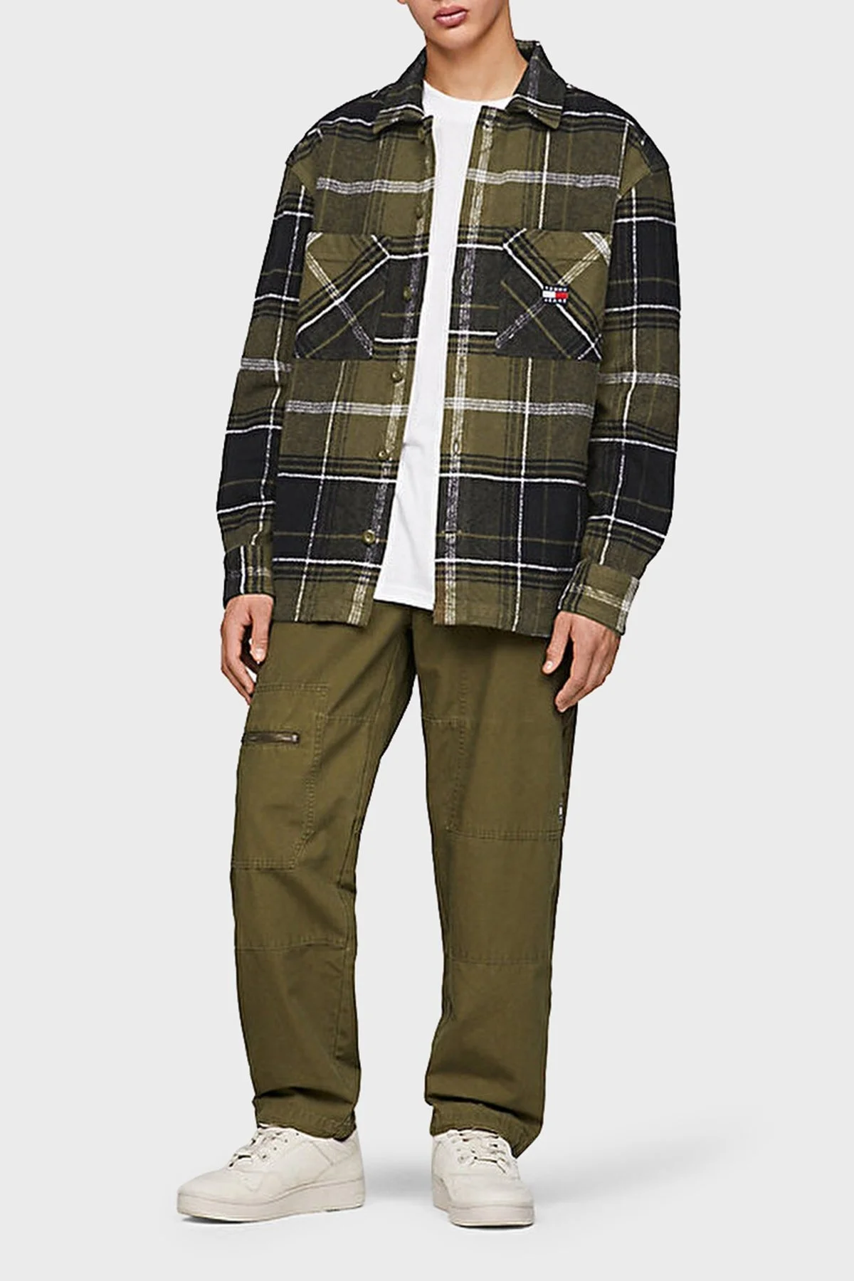 Tommy Jeans Ekose Desenli % 100 Pamuk Regular Fit Oduncu Erkek Gömlek DM0DM17254 MR1 YEŞİL - 2