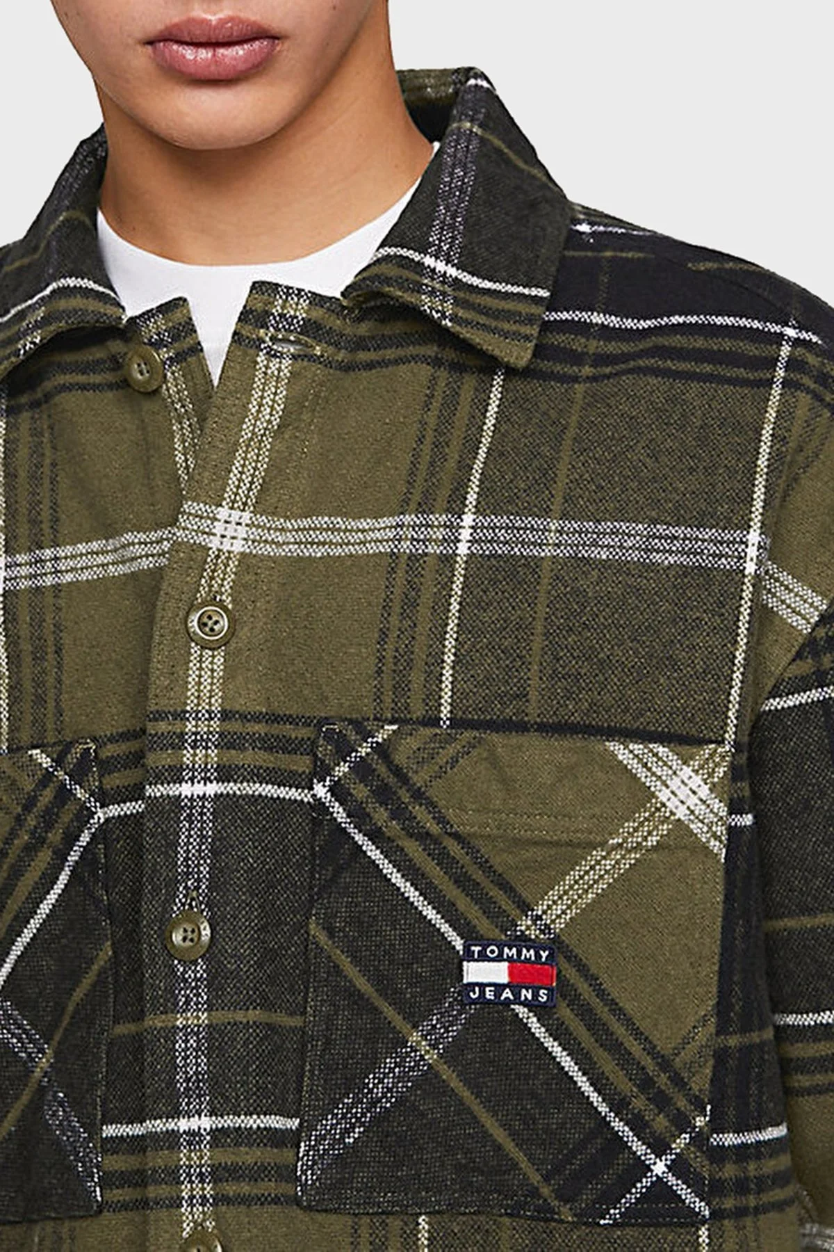 Tommy Jeans Ekose Desenli % 100 Pamuk Regular Fit Oduncu Erkek Gömlek DM0DM17254 MR1 YEŞİL - 3