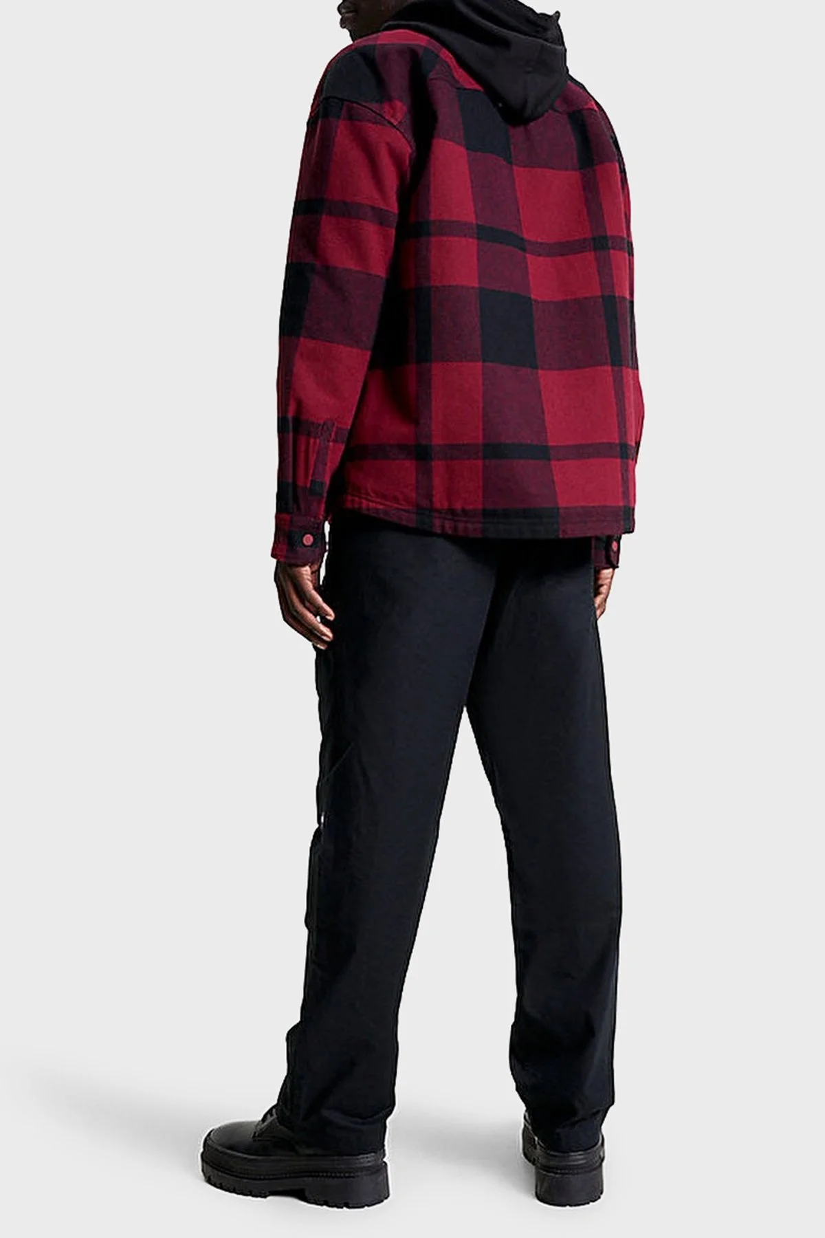 Tommy Jeans Ekose Desenli Yakası Kürklü Regular Fit Astarlı Erkek Gömlek Ceket DM0DM17250 XJS BORDO - 4