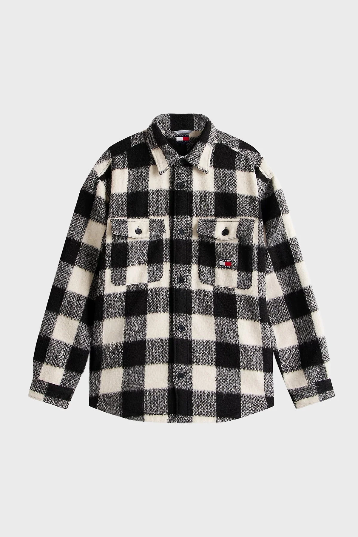 Tommy Jeans Ekoseli Oversize Fit Klasik Yaka Düğmeli Erkek Gömlek DM0DM22013 BDS SİYAH - 5