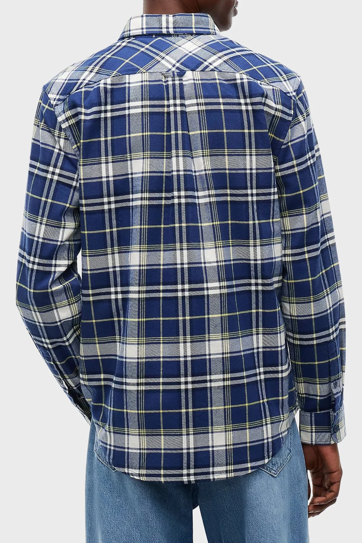 Tommy Jeans Ekoseli Pamuklu Regular Fit Düğmeli Yaka Erkek Gömlek DM0DM23528 0M1 Mavi-beyaz - 3