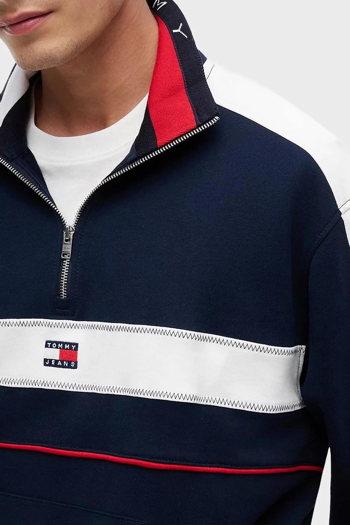 Tommy Jeans Erkek Sweat DM0DM23244 C1G Lacivert - 3
