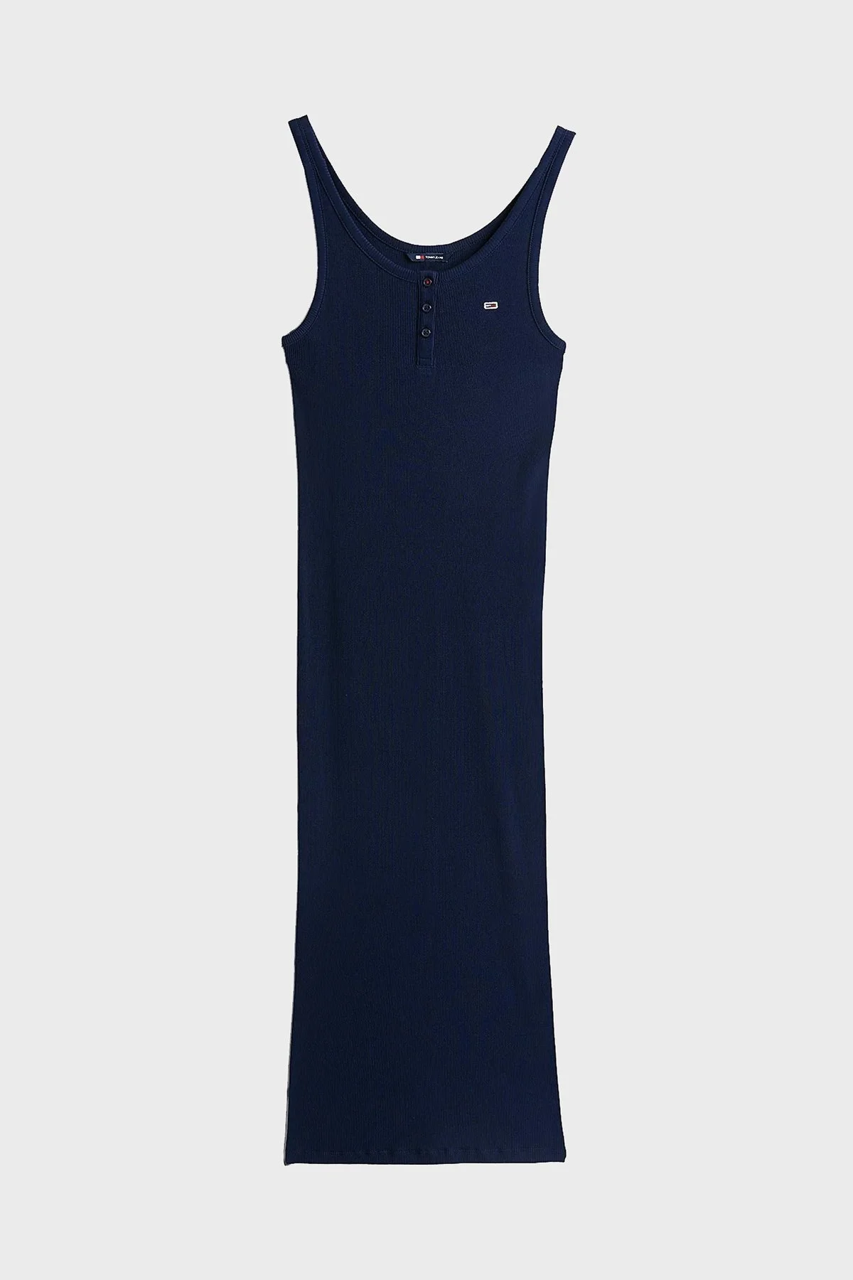 Tommy Jeans Fitilli % 100 Pamuk Slim Fit Midi Boy Kolsuz Bayan Elbise DW0DW19477 C1G LACİVERT - 5