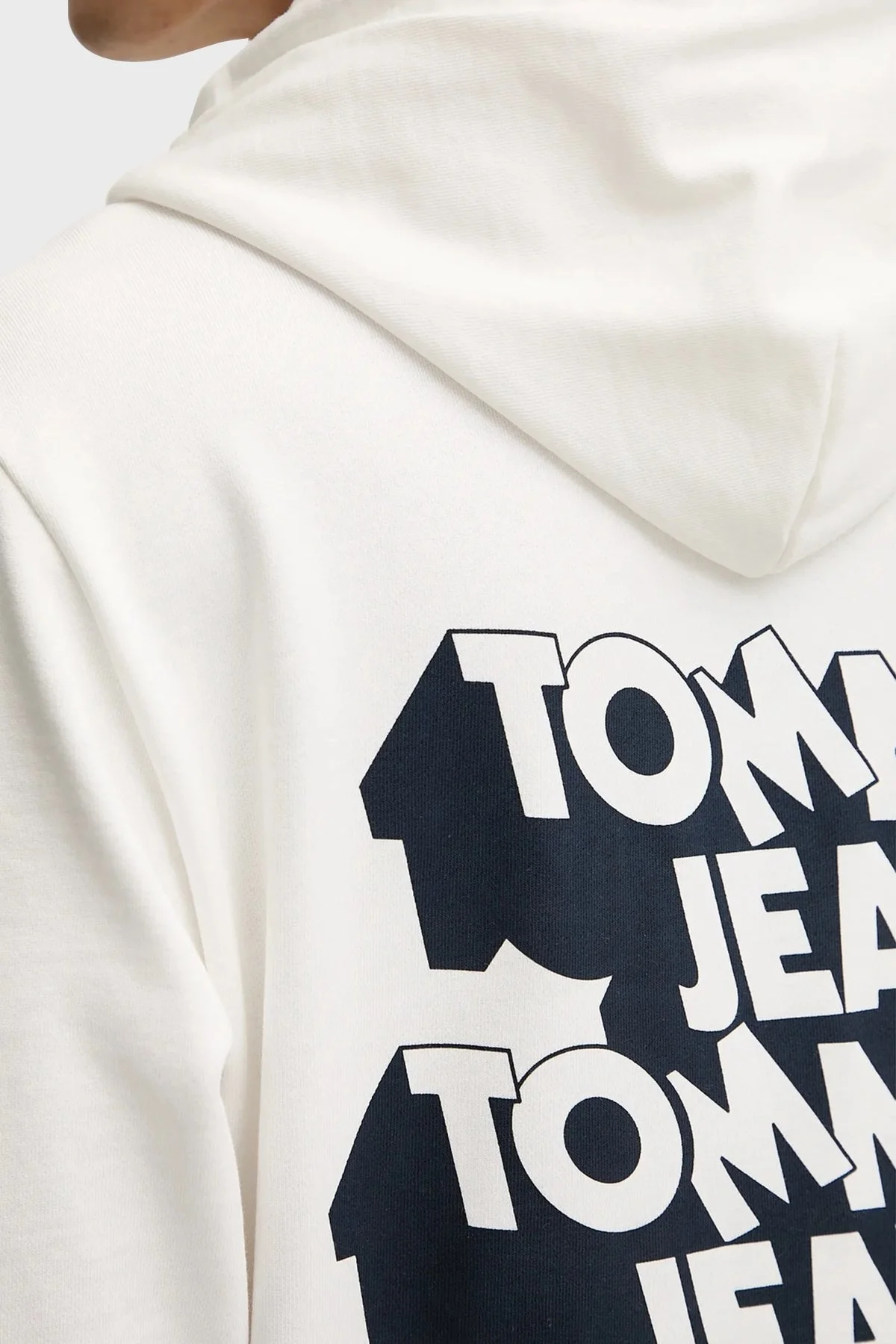 Tommy Jeans Grafik Logo Baskılı Pamuklu Regular Fit Kapüşonlu Erkek Sweat DM0DM21625 YBL BEYAZ - 5