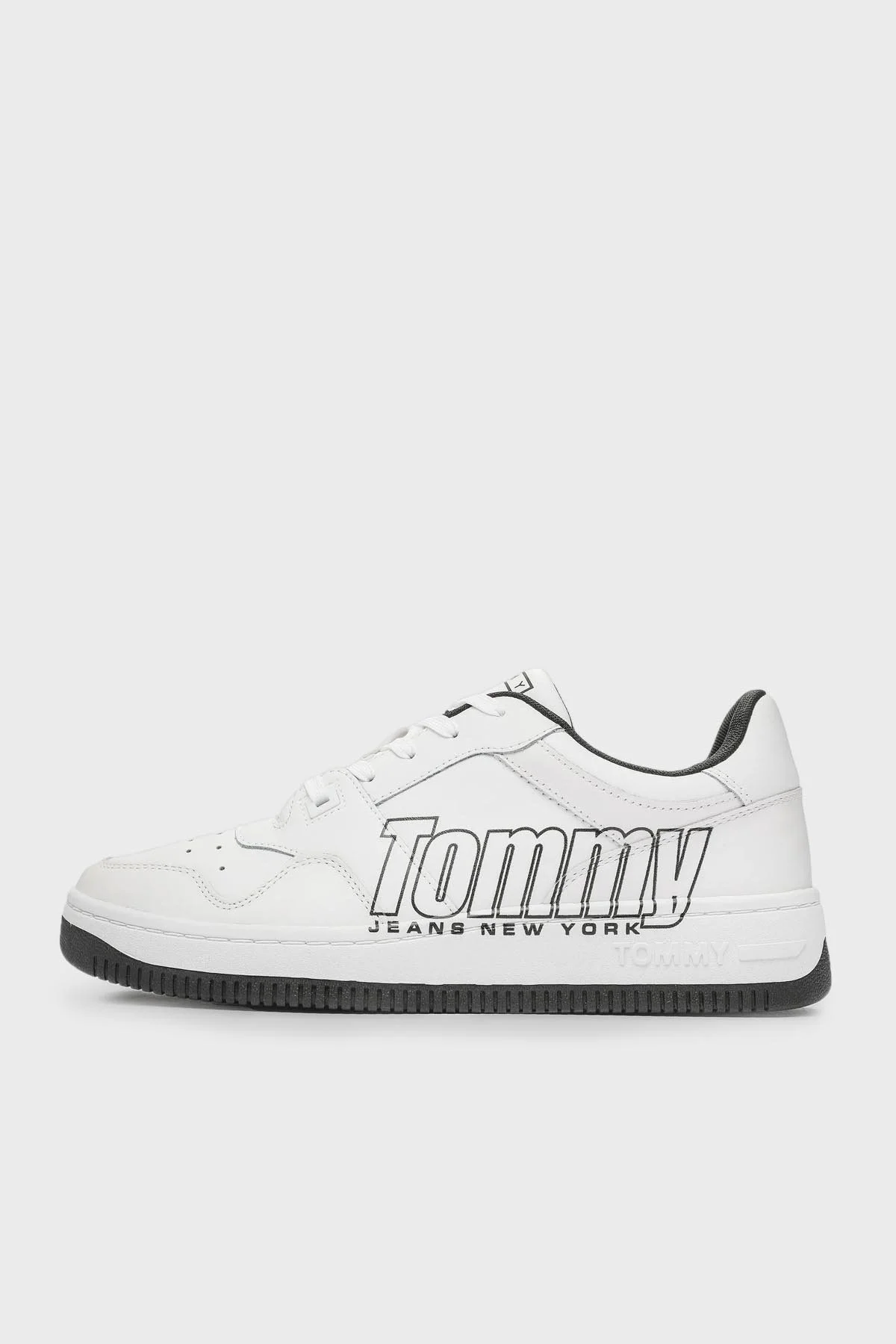 Tommy Jeans Hakiki Deri Logo Baskılı Sneaker Erkek Ayakkabı EM0EM01257 YBL BEYAZ - 2